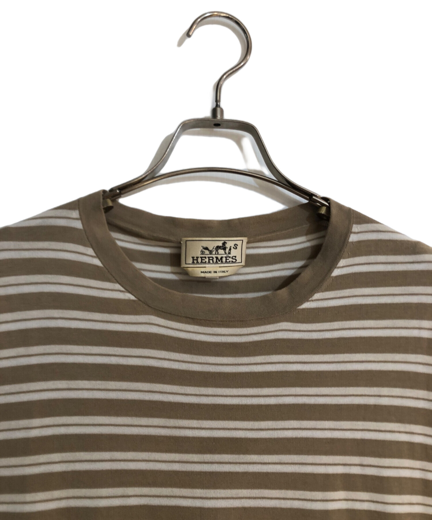 中古・古着通販】HERMES (エルメス) コットンボーダーTシャツ ブラウン