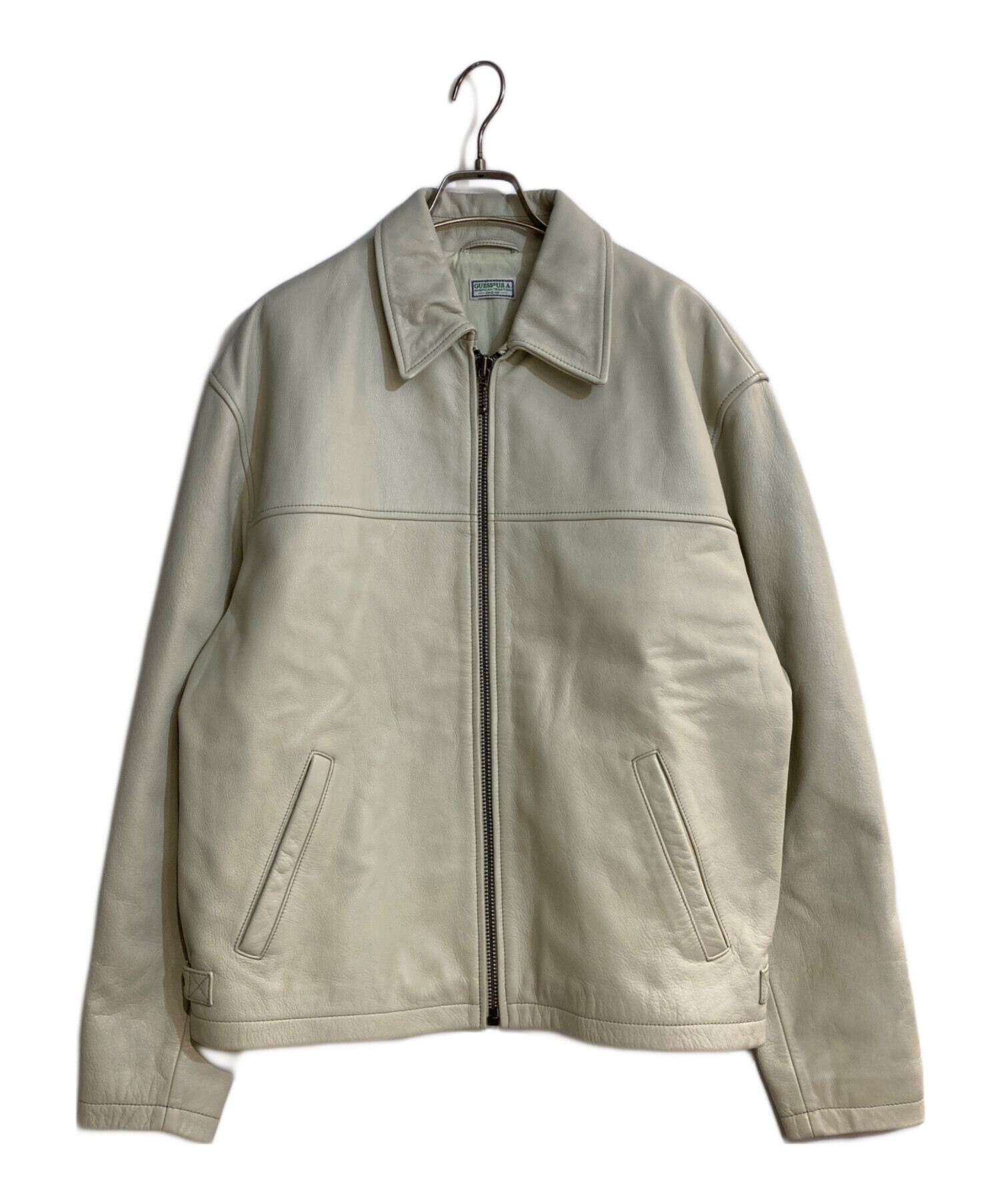中古・古着通販】GUESS (ゲス) COW LEATHER JACKET ホワイト サイズ:M