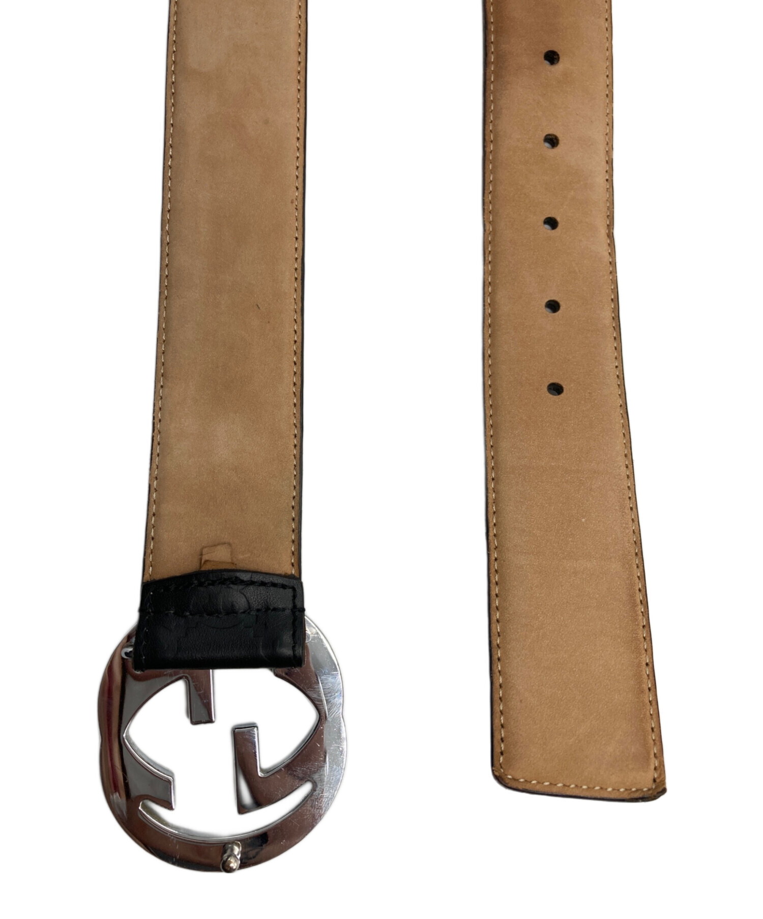 arman　GUCCI ベージュレザー ベルト インターロッキング 中古・古着通販】GUCCI (グッチ) インターロッキングレザーベルト