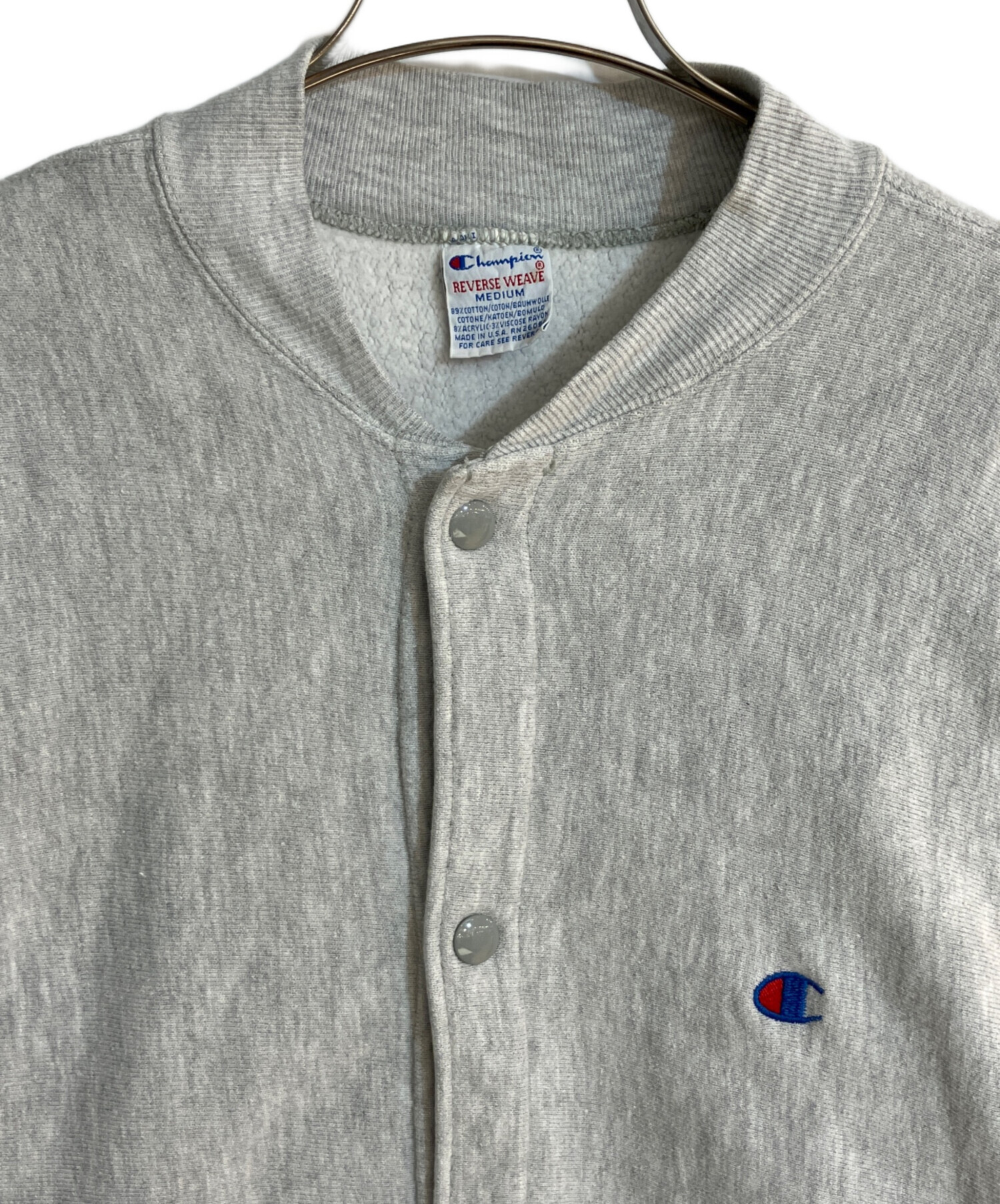 Champion リバースウィーブ スナップカーディガン グレー 中古・古着通販】Champion (チャンピオン) リバースウィーブスウェット