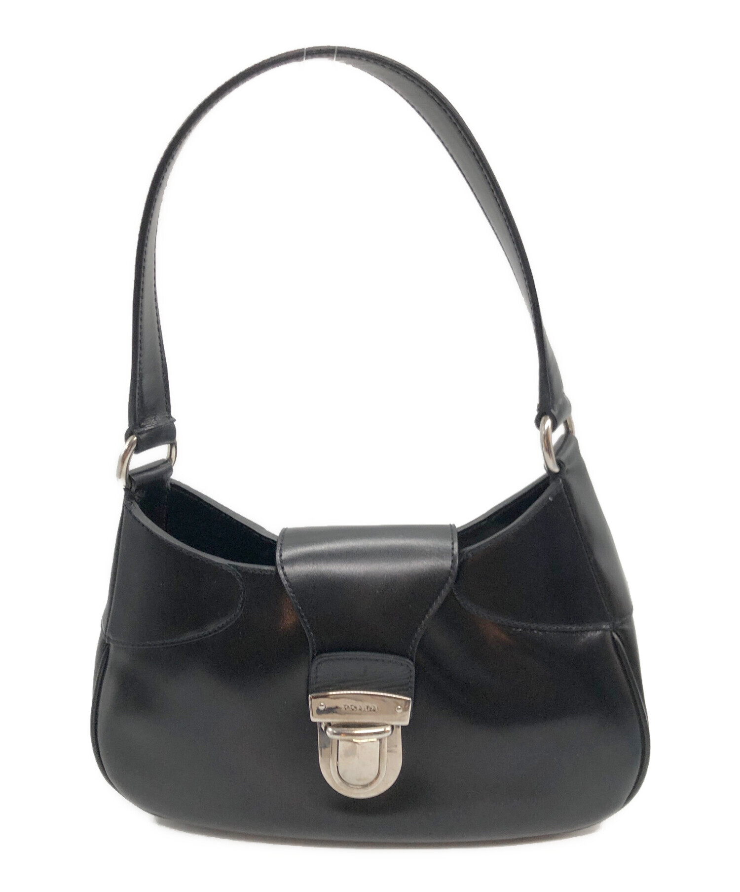 プラダ PRADA ワンショルダー ロゴ金具 ショルダーバッグ【中古】 プラダ PRADA ショルダーバッグ 1BC157 ブラック ゴールド金具 レザー