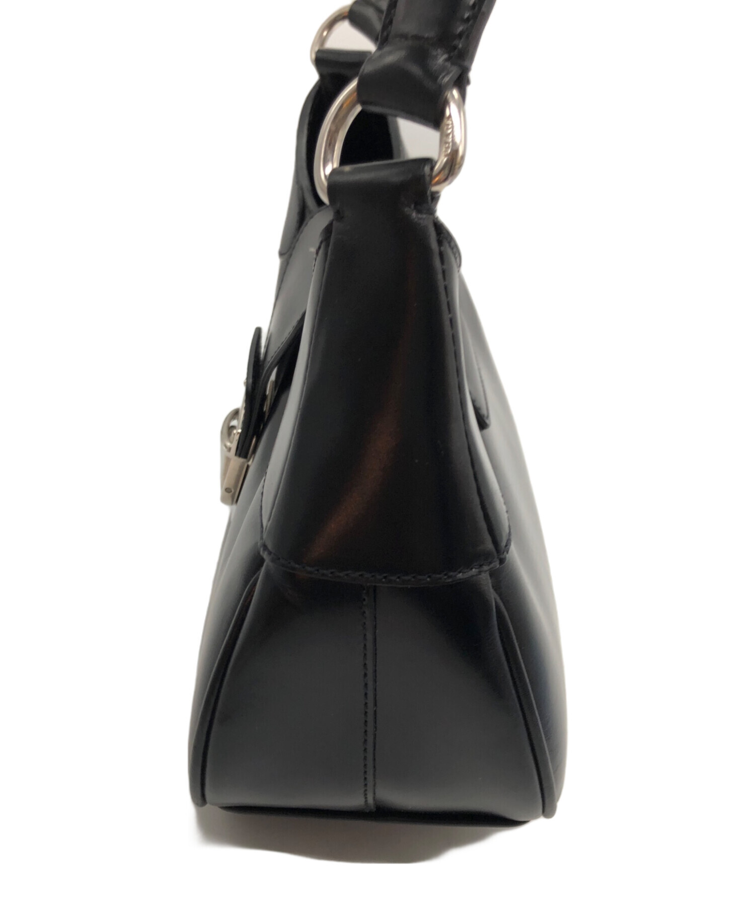 プラダ PRADA ワンショルダー ロゴ金具 ショルダーバッグ【中古】 プラダ PRADA ショルダーバッグ 1BC157 ブラック ゴールド金具 レザー