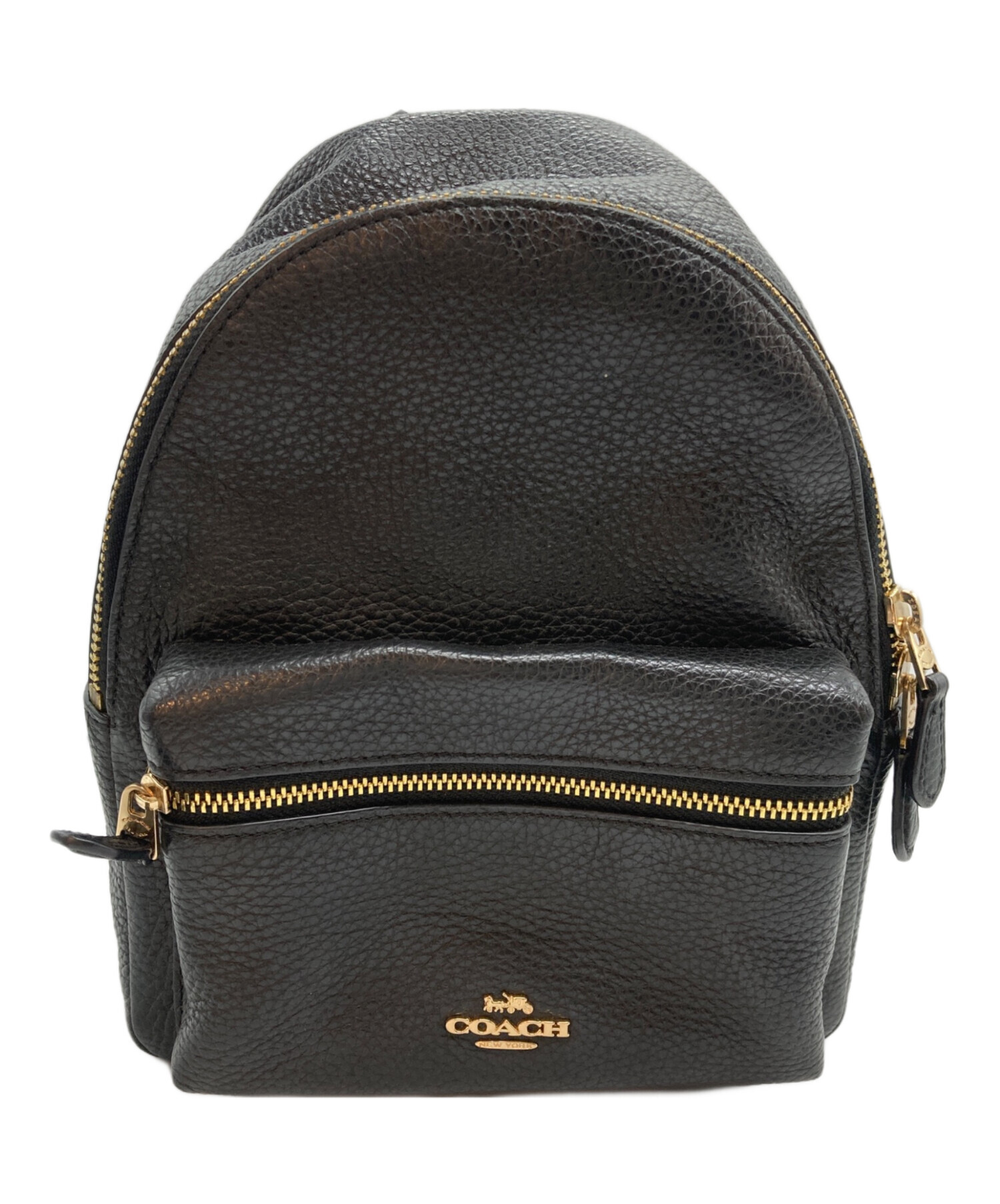 COACH コーチ ミニリュック レザー ブラック 中古・古着通販】COACH (コーチ) レザーミニリュック ブラック