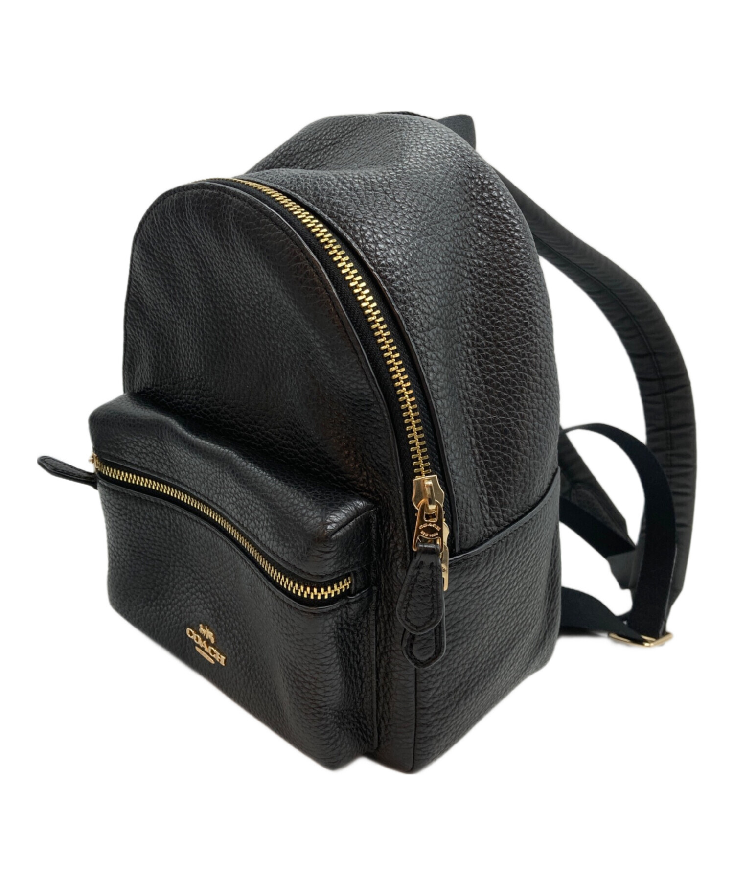 COACH コーチ ミニリュックサック ブラック 中古・古着通販】COACH (コーチ) レザーミニリュック ブラック