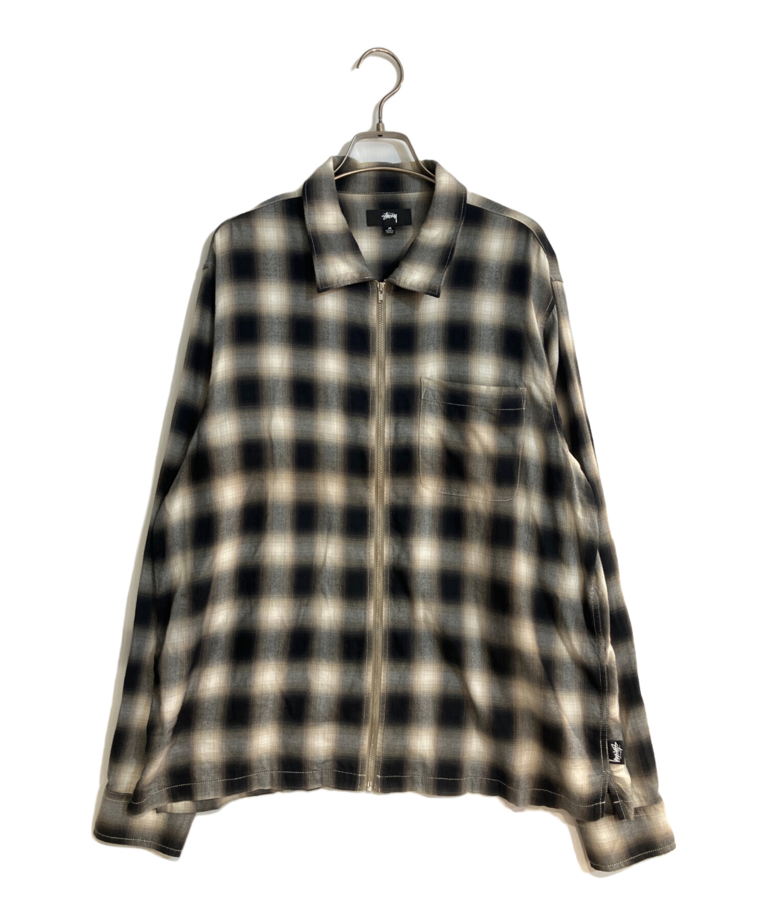 stussy PLAID ZIP SHIRT オンブレ　Mサイズ 中古・古着通販】stussy (ステューシー) 23fw PLAID ZIP SHIRT