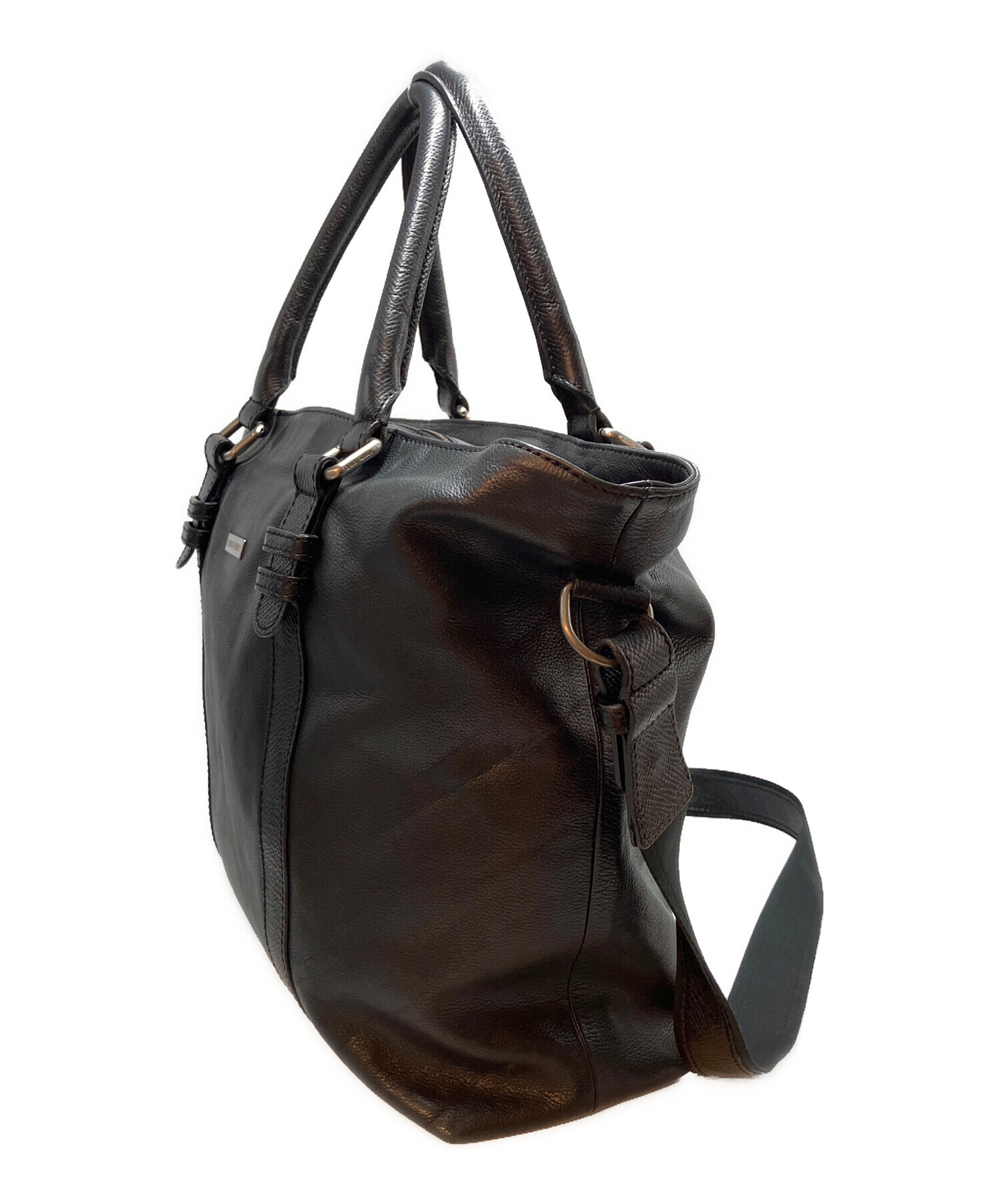 GIORGIO ARMANI 2wayショルダー　レザー　バッグ　黒 中古・古着通販】GIORGIO ARMANI (ジョルジョアルマーニ) レザー2WAY