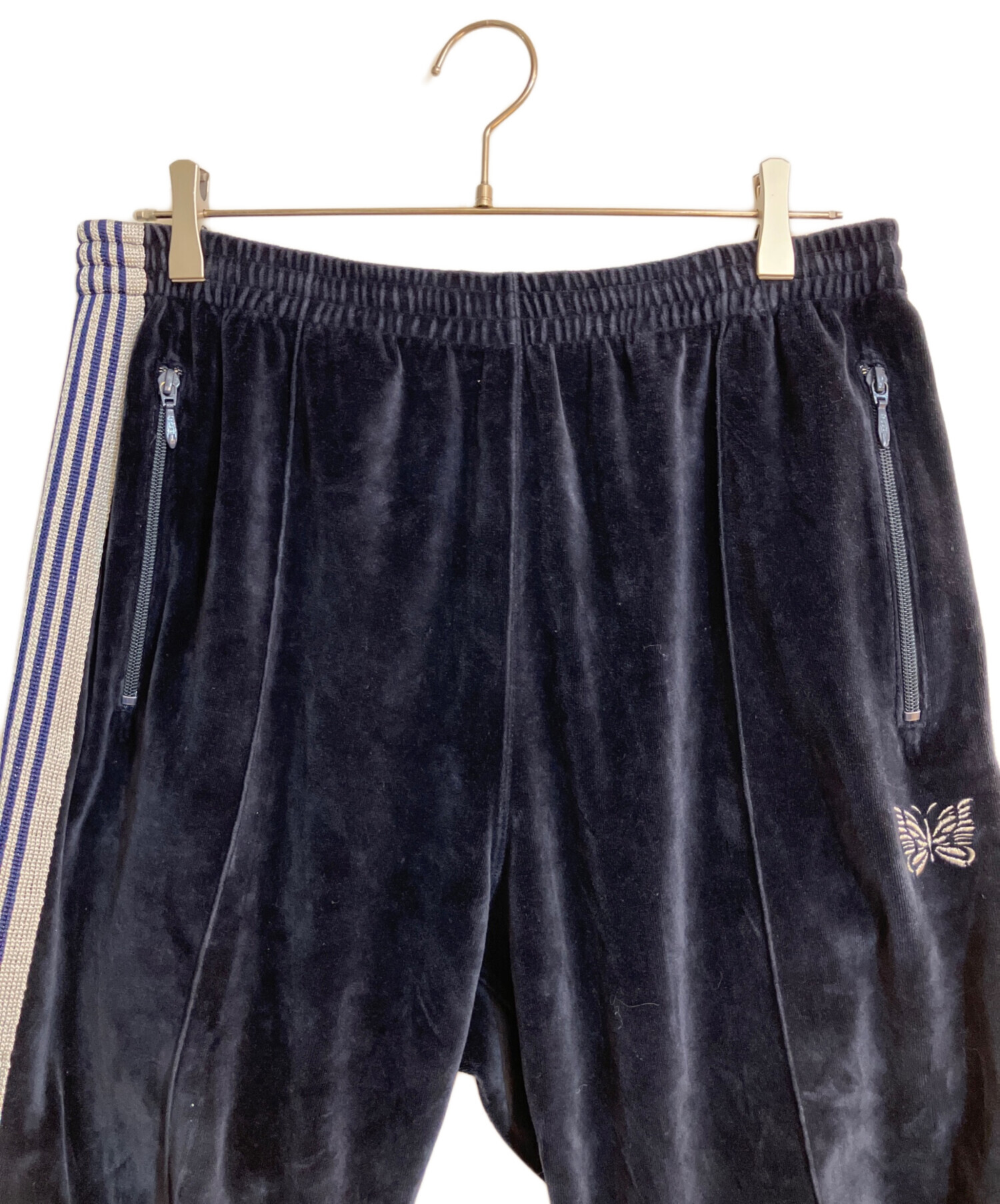 Needles トラックパンツ ベロア ネイビー 中古・古着通販】Needles (ニードルズ) ベロアトラックパンツ ネイビー
