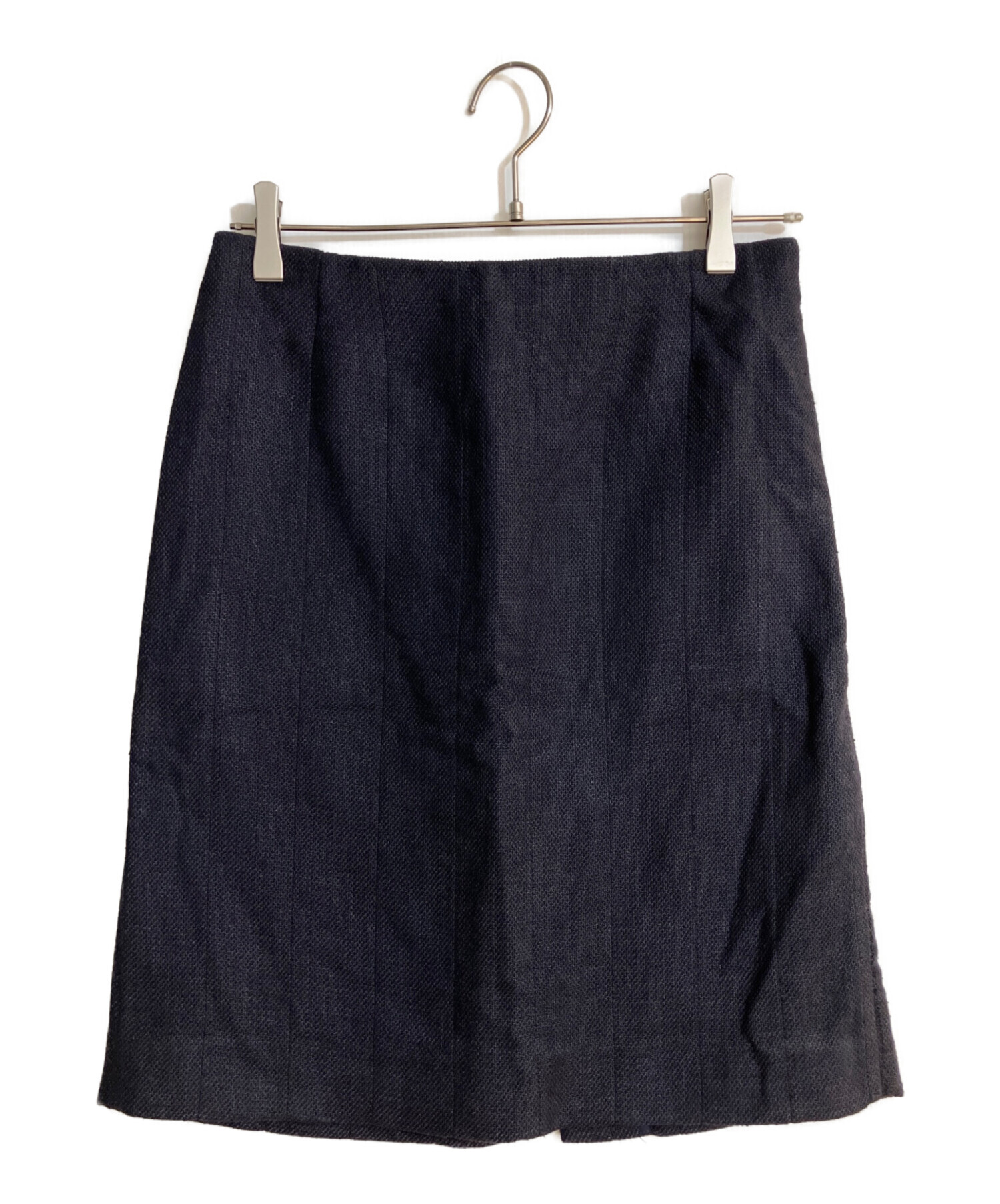 PRADA シルクフレアスカート 中古・古着通販】PRADA (プラダ) シルクツイードスカート ネイビー
