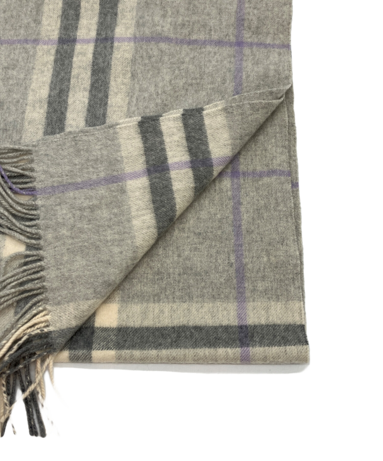 BURBERRY カシミヤ マフラー グレー系 168cm 中古・古着通販】BURBERRY (バーバリー) カシミヤマフラー グレー