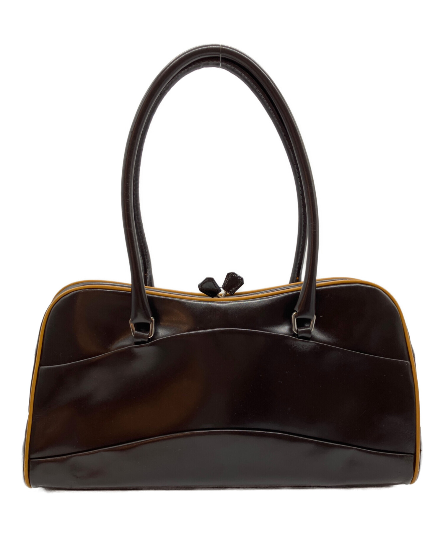 良品 PRADA プラダ サテン がま口 バッグ Vintage Y2K 黒 中古・古着通販】PRADA (プラダ) イーストウエストがま口ショルダー