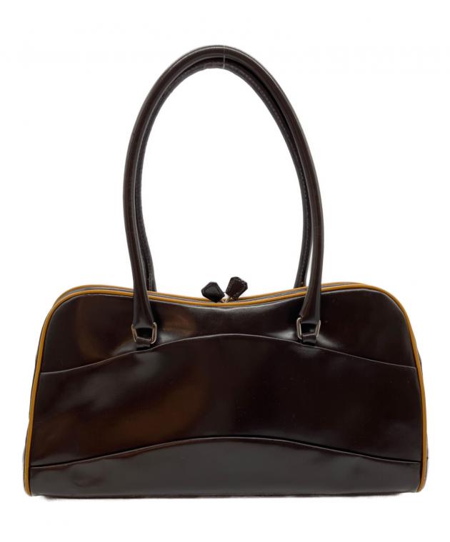 極美品　ＰＲＡＤＡ　プラダ　ハンドバッグ　がま口　ショルダーバッグ　革　茶　鍵 中古・古着通販】PRADA (プラダ) イーストウエストがま口ショルダー