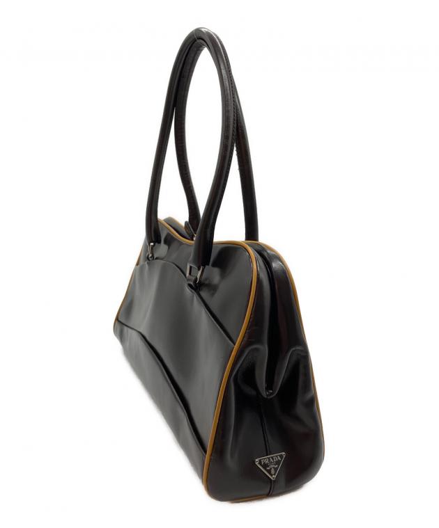 美品 PRADA プラダ がま口 ハンドバッグ レザー Y2K ロゴ ビンテージ 中古・古着通販】PRADA (プラダ) イーストウエストがま口ショルダー