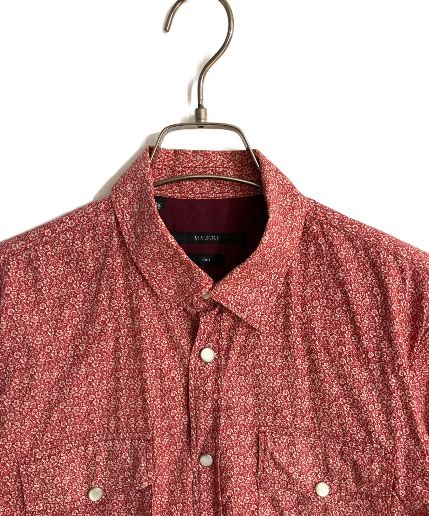 中古・古着通販】GUCCI (グッチ) フラワープリントシャツ レッド