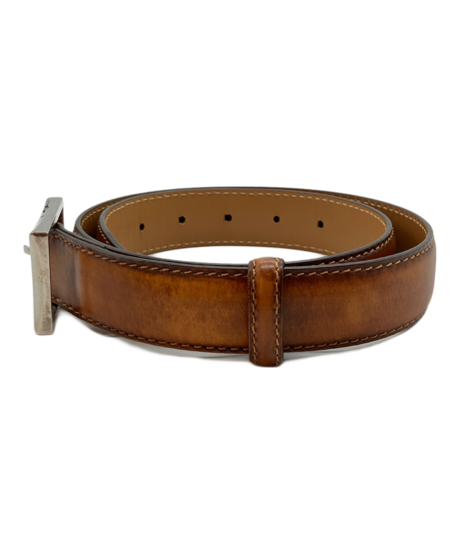 ブラウンレザー ベルト ベルルッティBerluti 中古・古着通販】Berluti (ベルルッティ) レザーベルト ブラウン