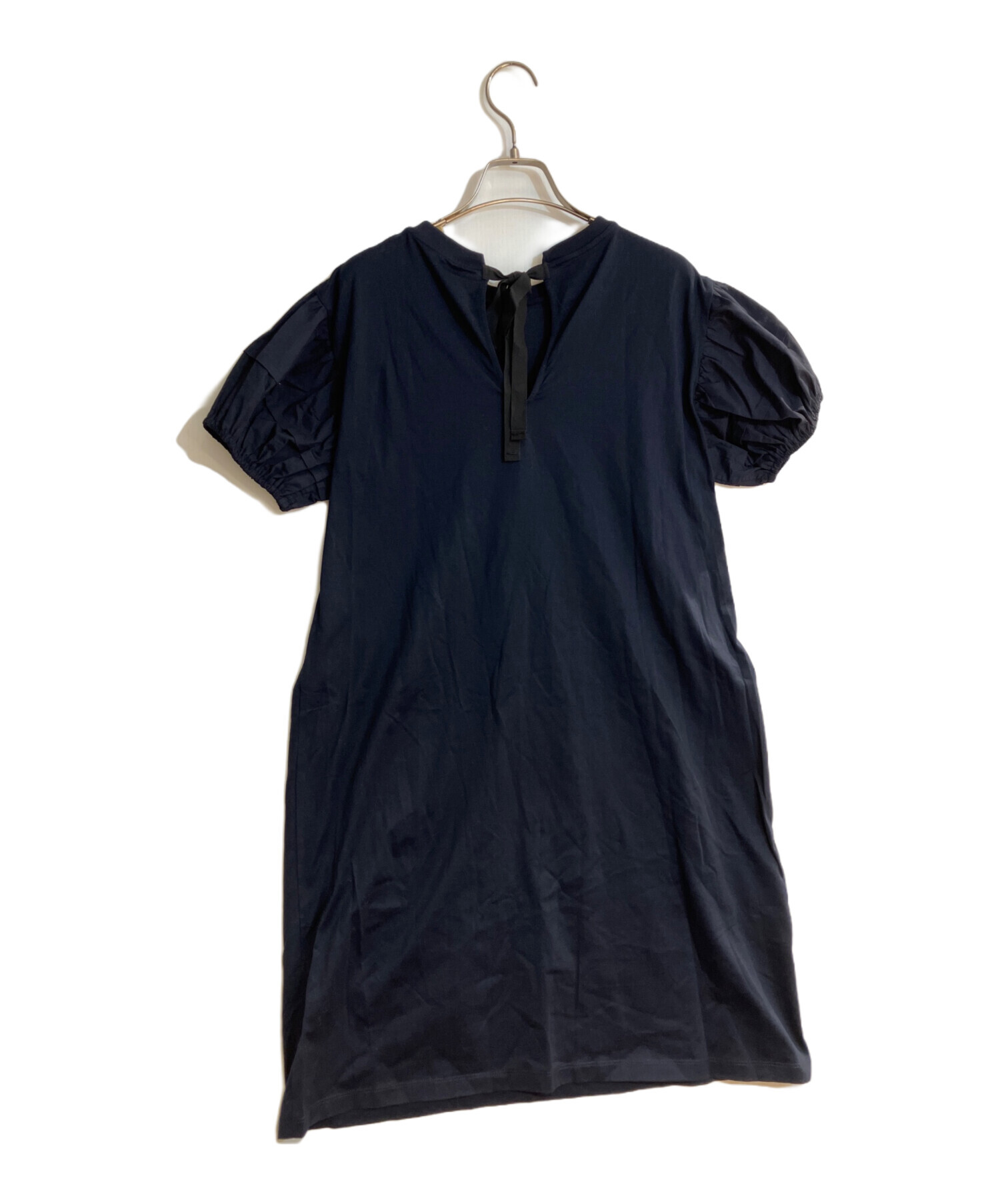 中古・古着通販】PRADA (プラダ) パフスリーブワンピース ネイビー