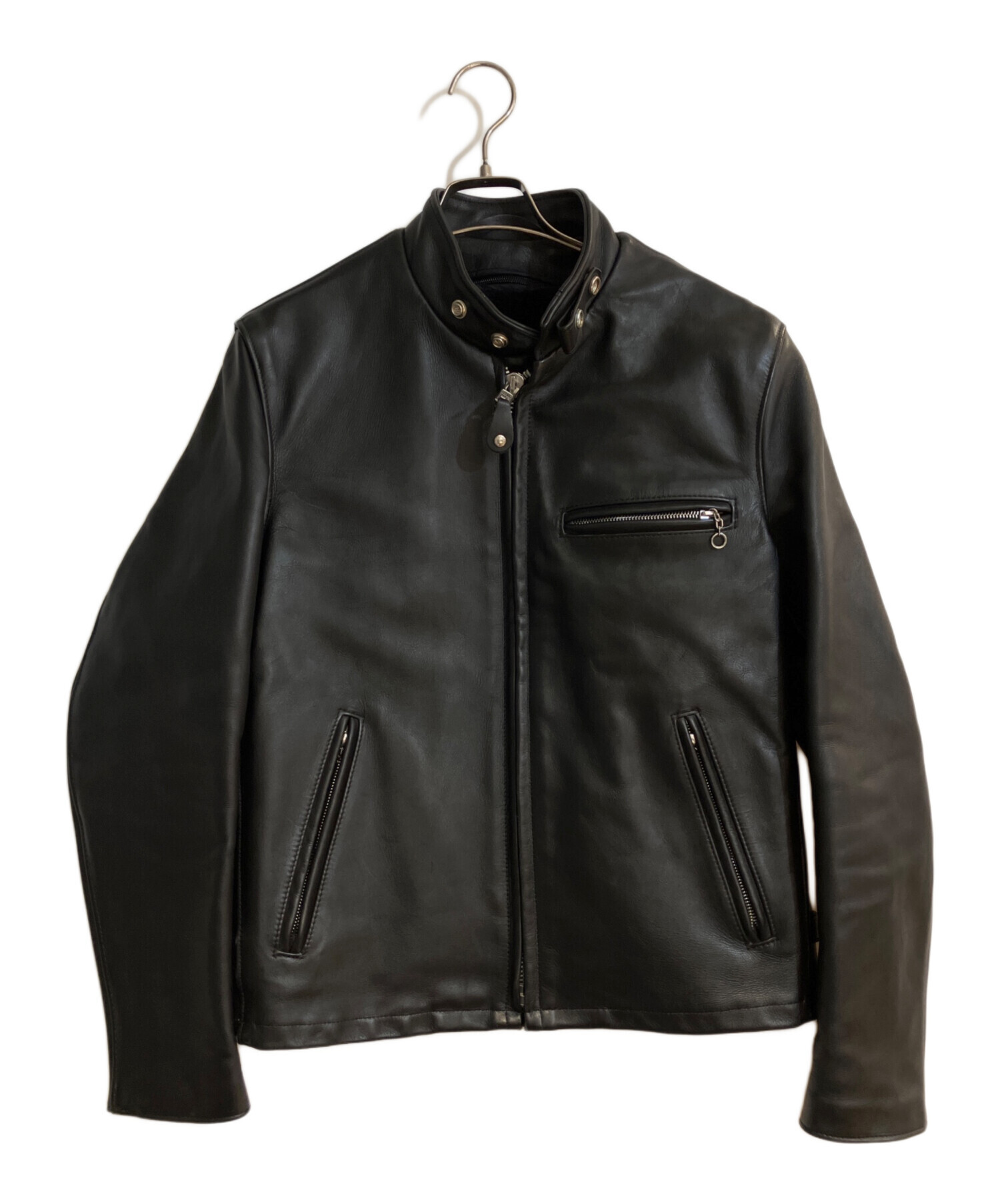 Schott 黒レザーシングルライダースジャケット　ボアライナー付き　38 中古・古着通販】Schott (ショット) 641ボアライナー付シングル