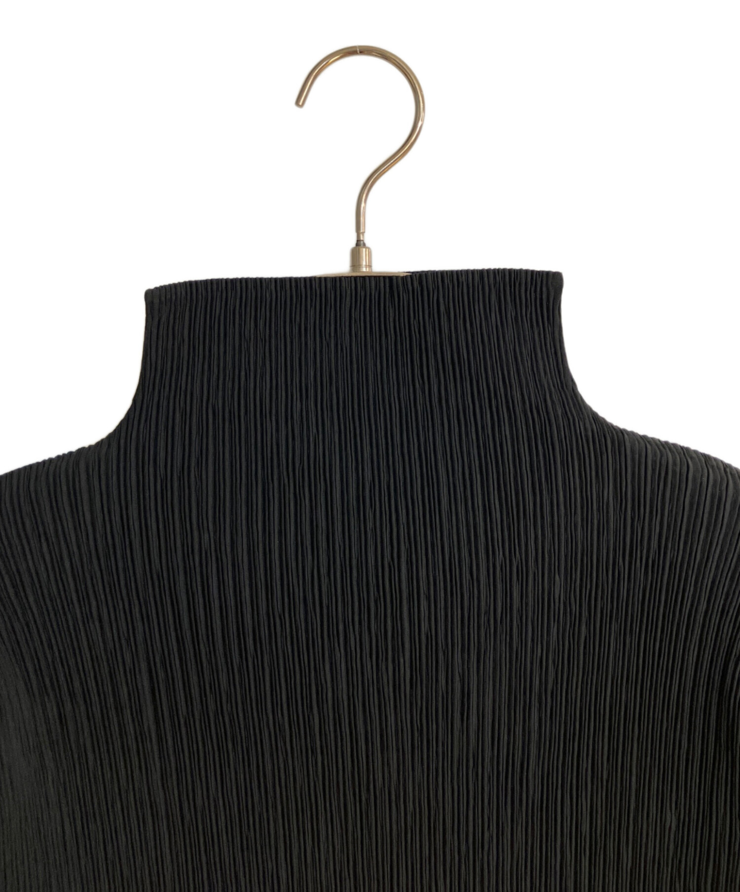 ISSEY MIYAKE プリーツ ハイネック 長袖カットソー　黒 中古・古着通販】ISSEY MIYAKE (イッセイミヤケ) プリーツハイネック