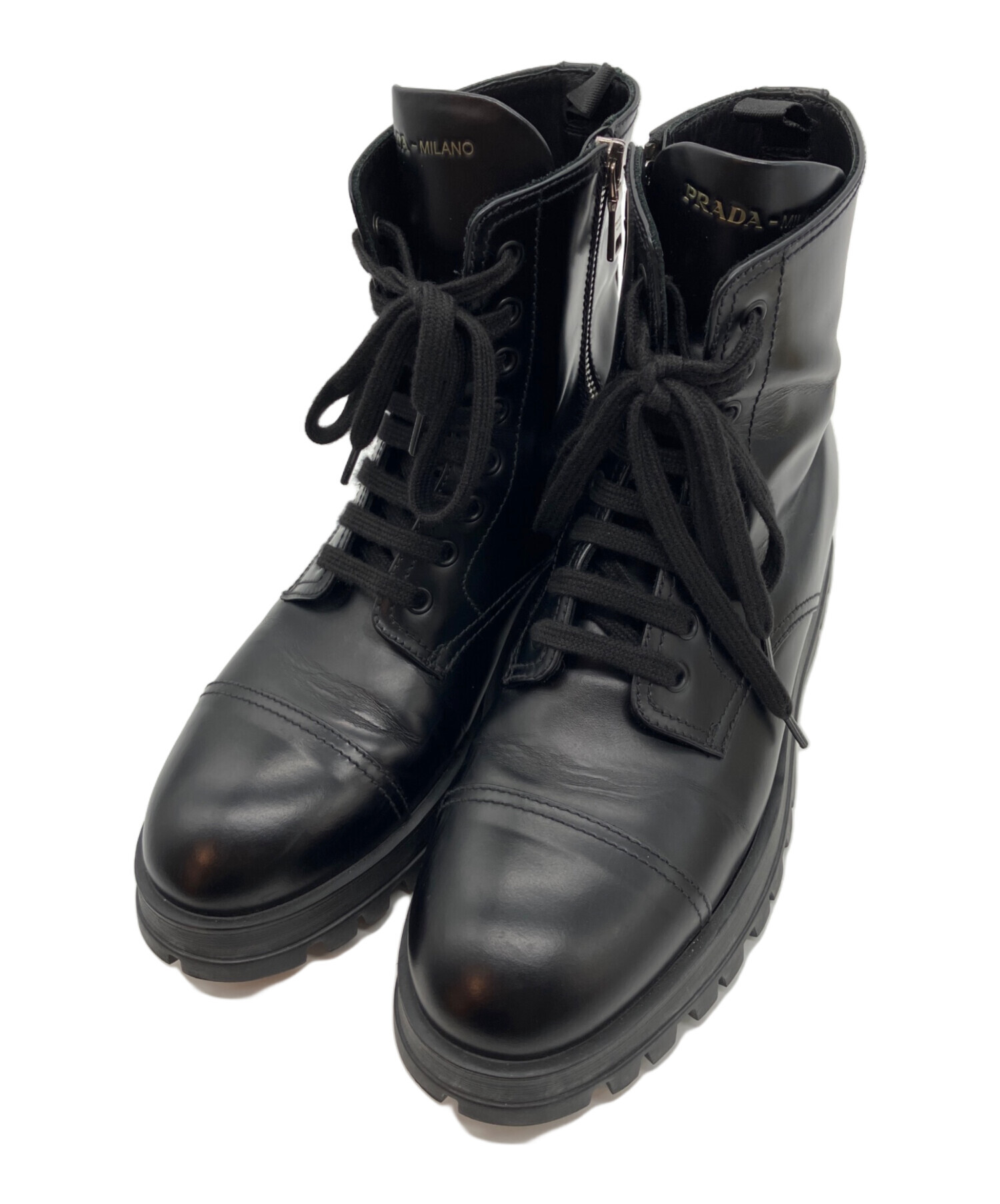 中古・古着通販】PRADA (プラダ) サイドジップレースアップブーツ