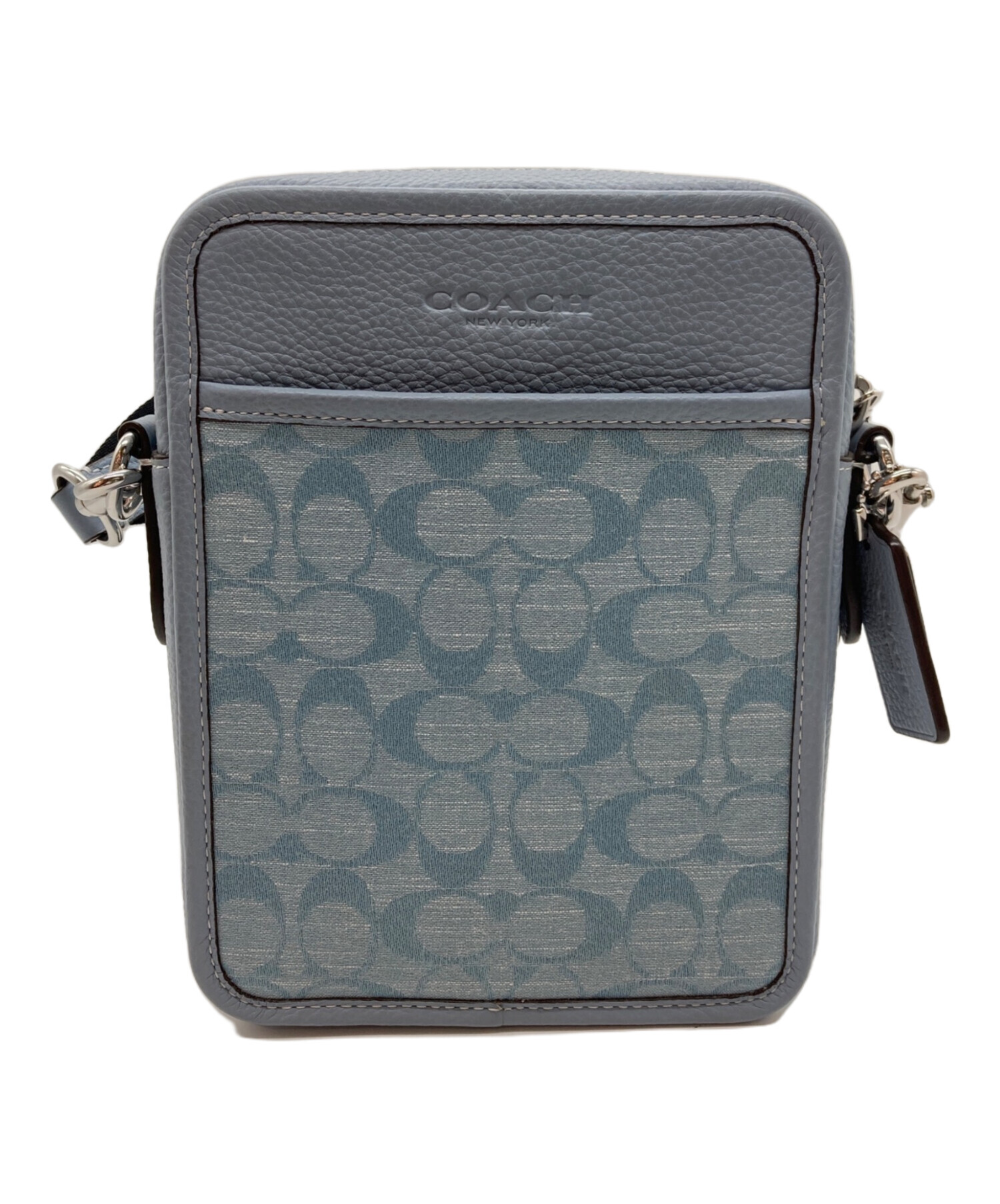 COACH シグネチャー ショルダーバッグ ブルーグレー 中古・古着通販】COACH (コーチ) サリバン クロスボディ シグネチャー