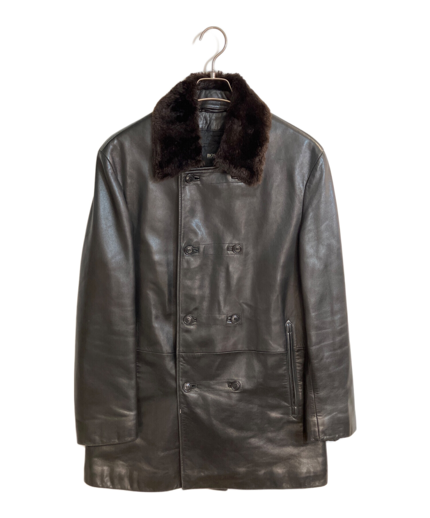 中古・古着通販】HUGO BOSS (ヒューゴ ボス) ファーカラーラムレザー