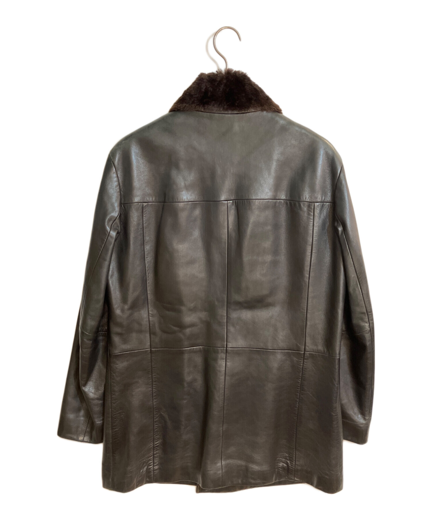 中古・古着通販】HUGO BOSS (ヒューゴ ボス) ファーカラーラムレザー