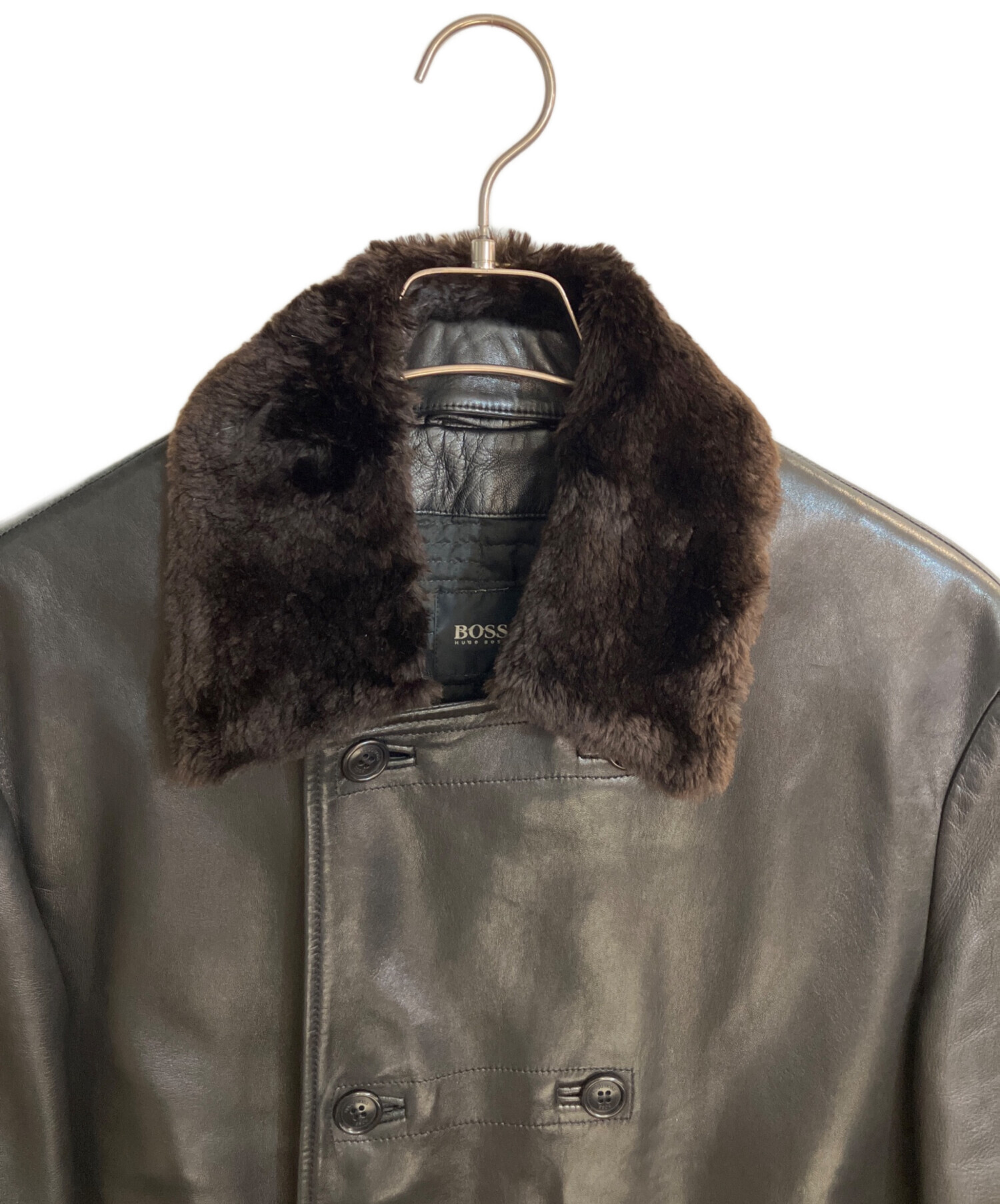 中古・古着通販】HUGO BOSS (ヒューゴ ボス) ファーカラーラムレザー