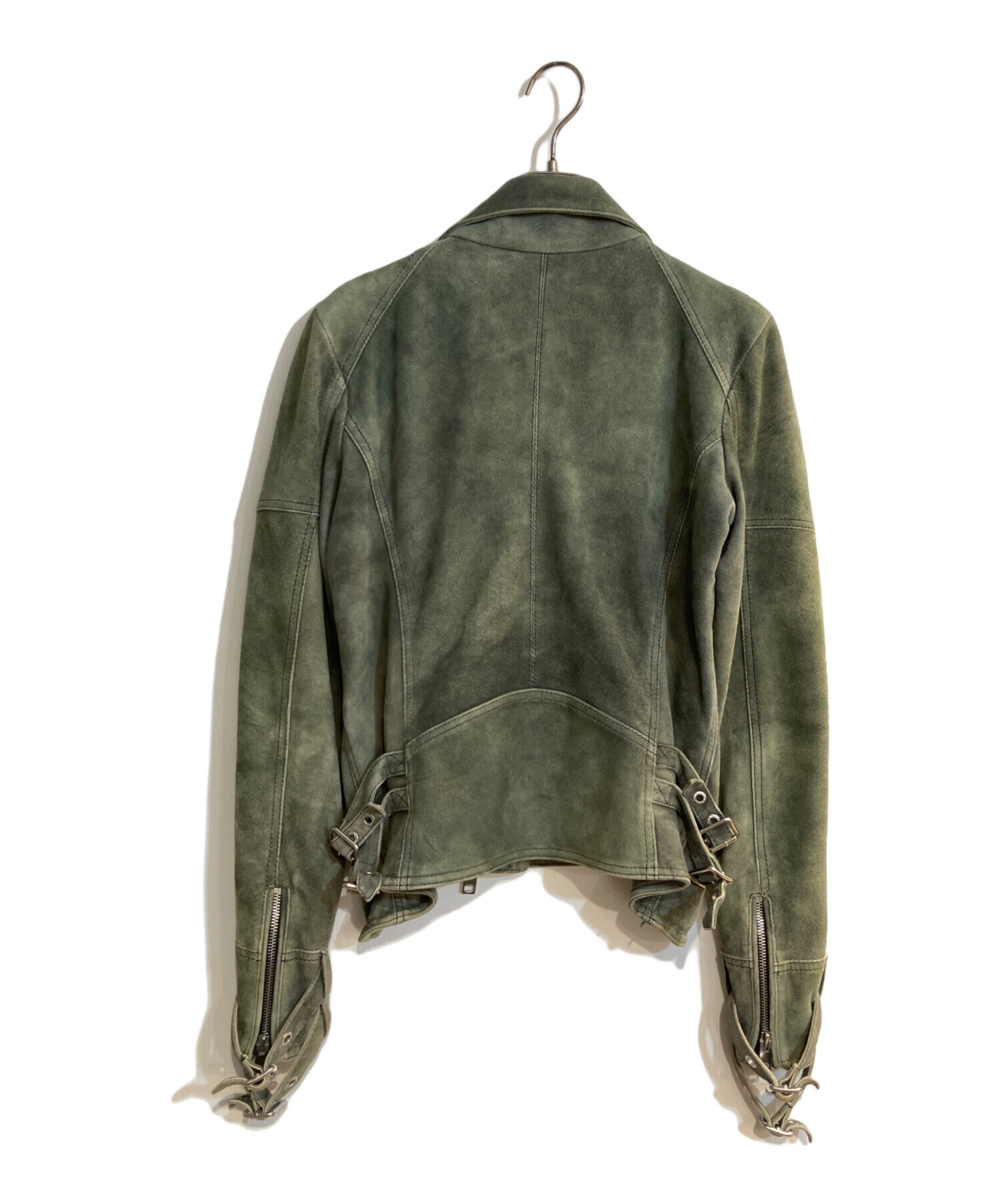 DIESEL シングルライダースジャケット カーキ 中古・古着通販】DIESEL (ディーゼル) ゴートスキンスウェード
