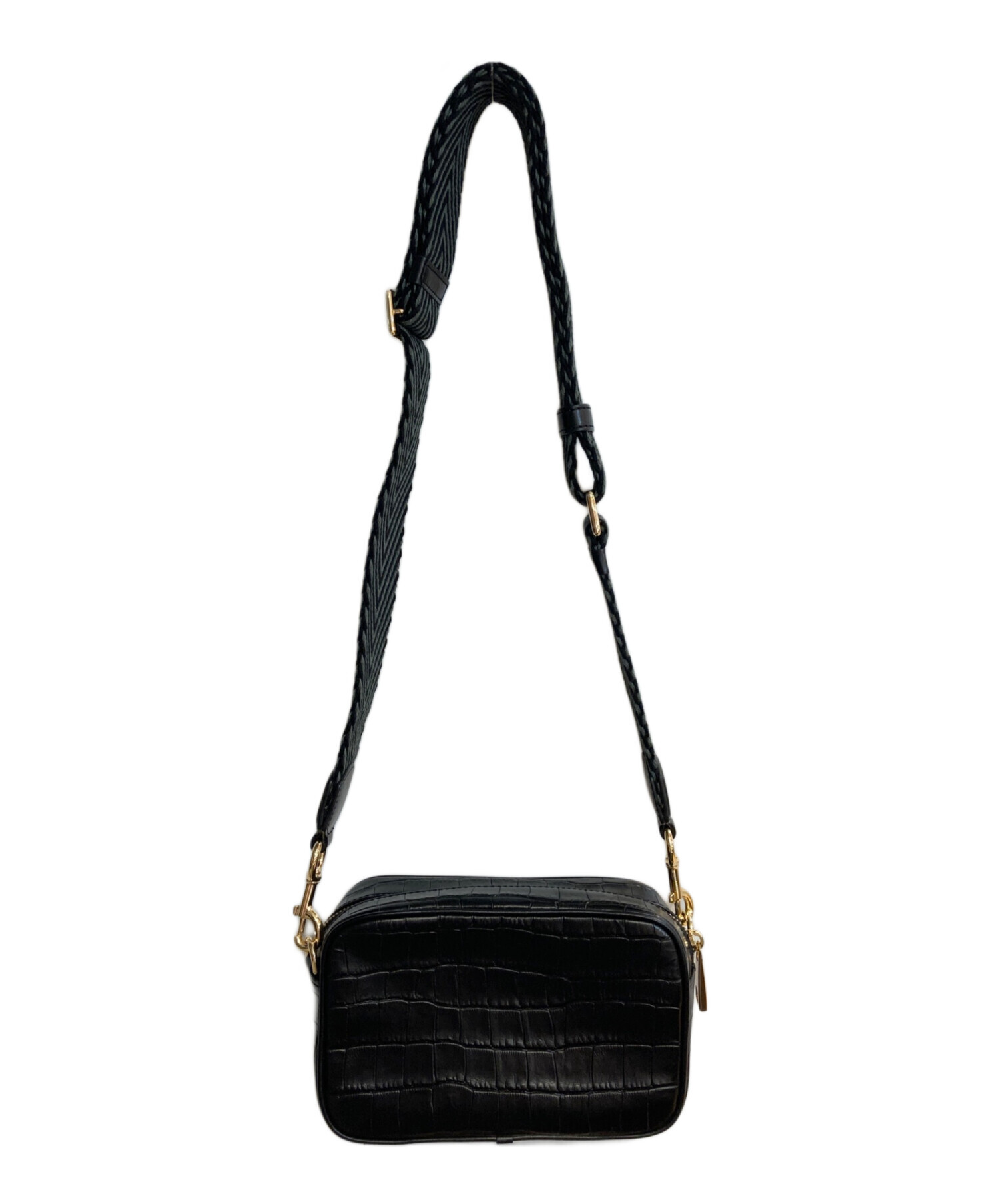 マークジェイコブス クロコ型押し チェーン ショルダーバッグ ブラック 中古・古着通販】MARC JACOBS (マークジェイコブス) クロスボディ