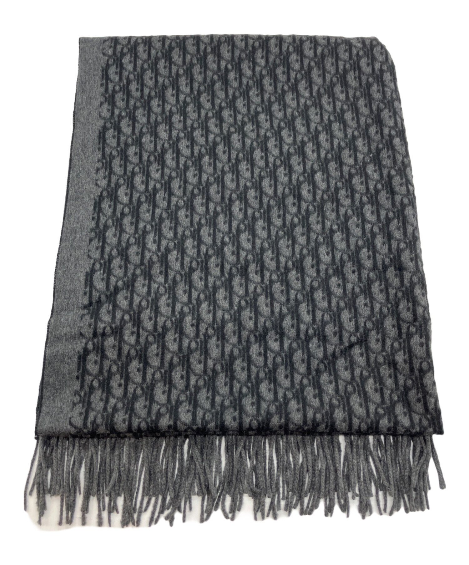Dior・黒・ストール・スカーフ・シルクシフォン・フリル・ディオール・極美品 中古・古着通販】Dior (ディオール) オブリーク柄シルクマフラー