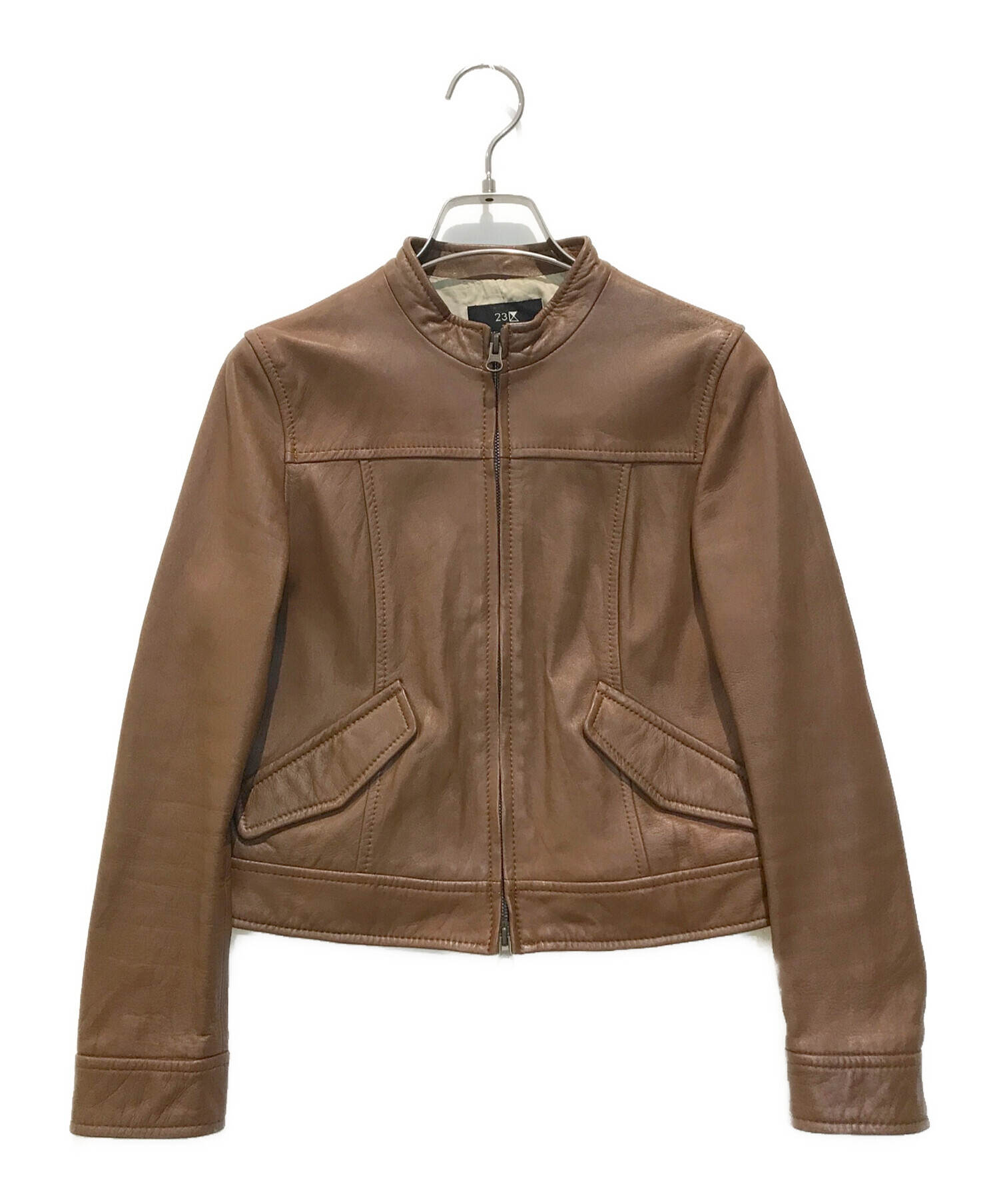 未使用級 DROMe ラムレザージャケット テーラード ラムレザー ブラウン テーラードジャケット 2つボタン レザージャケット 革ジャン