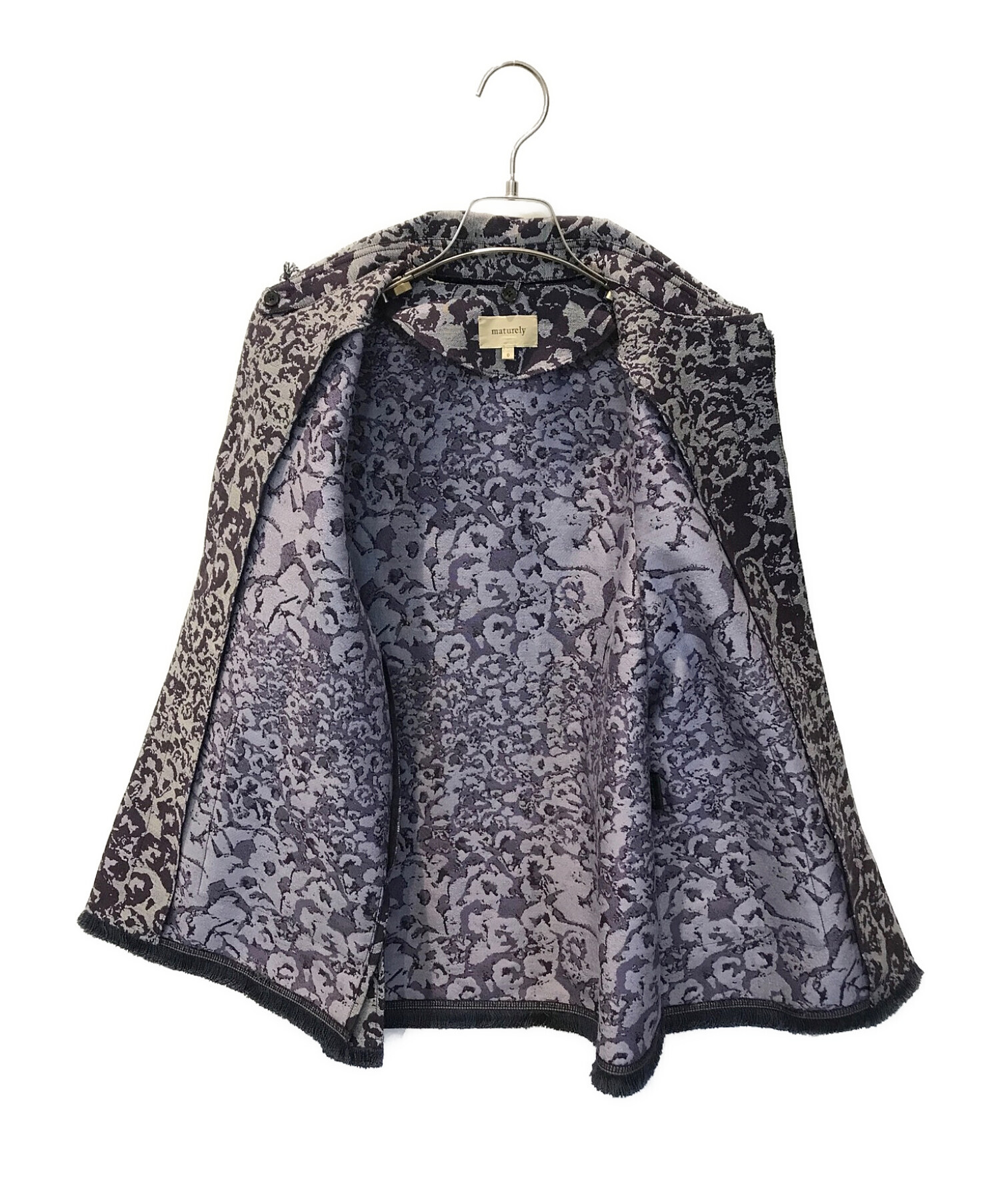 maturely / Flower Jacquard Fringe Jacket Cream Floral Jacquard 