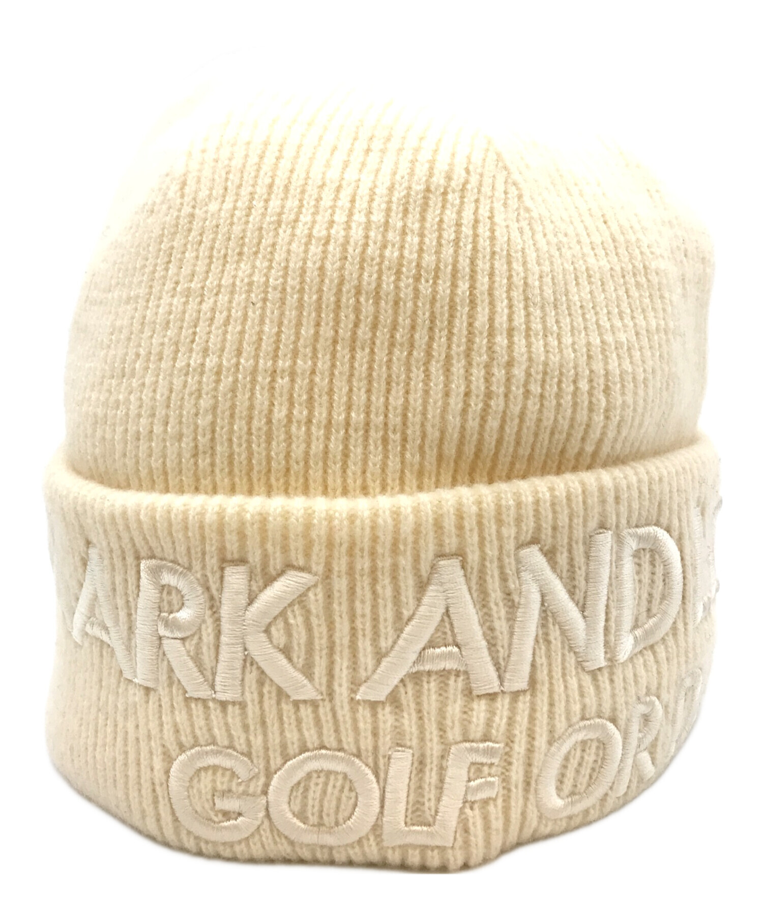 MARK&LONA マークアンドロナ ベージュ ニットビーニー ロゴ入り