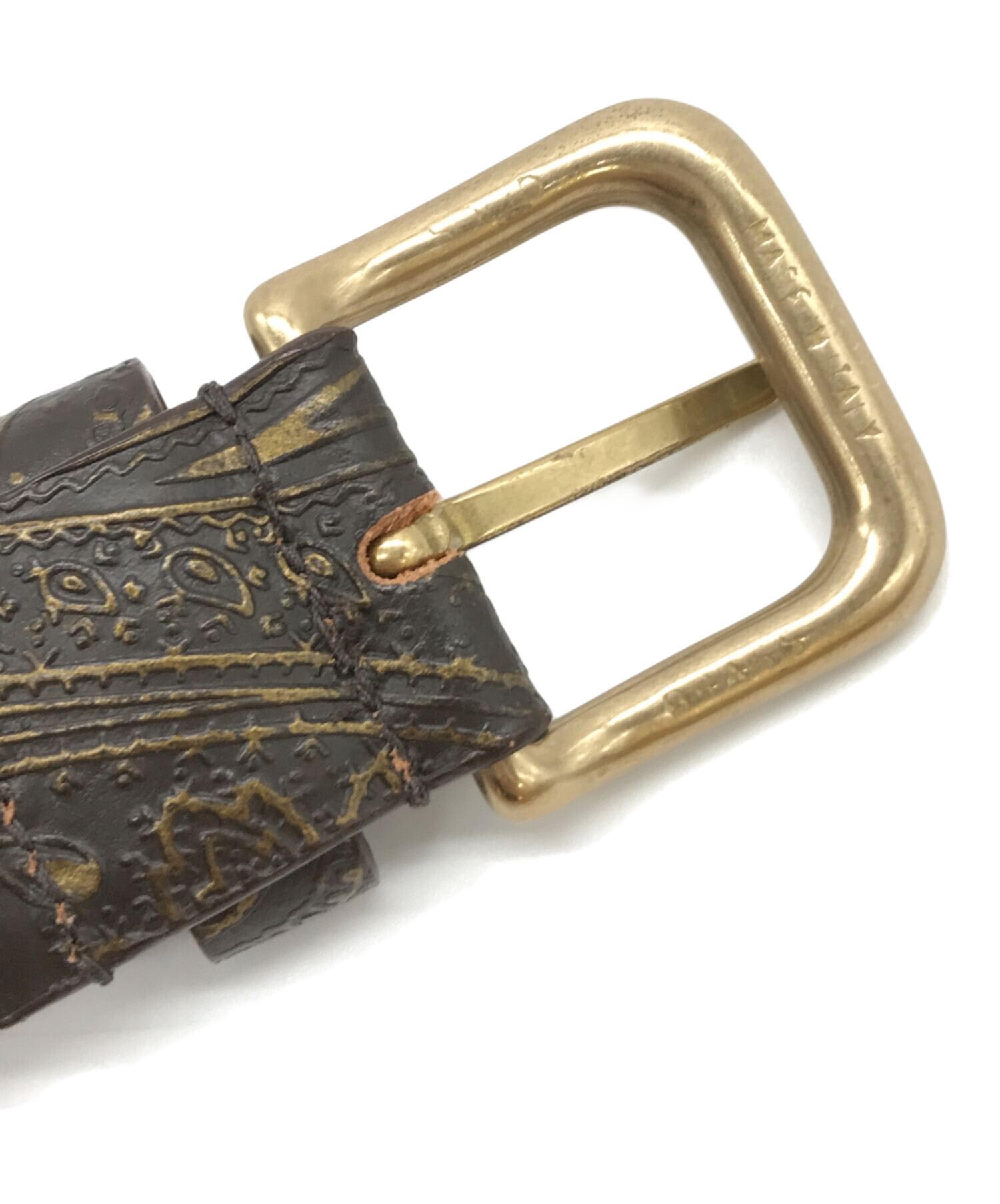 中古・古着通販】ETRO (エトロ) ペイズリー柄レザーベルト ブラウン