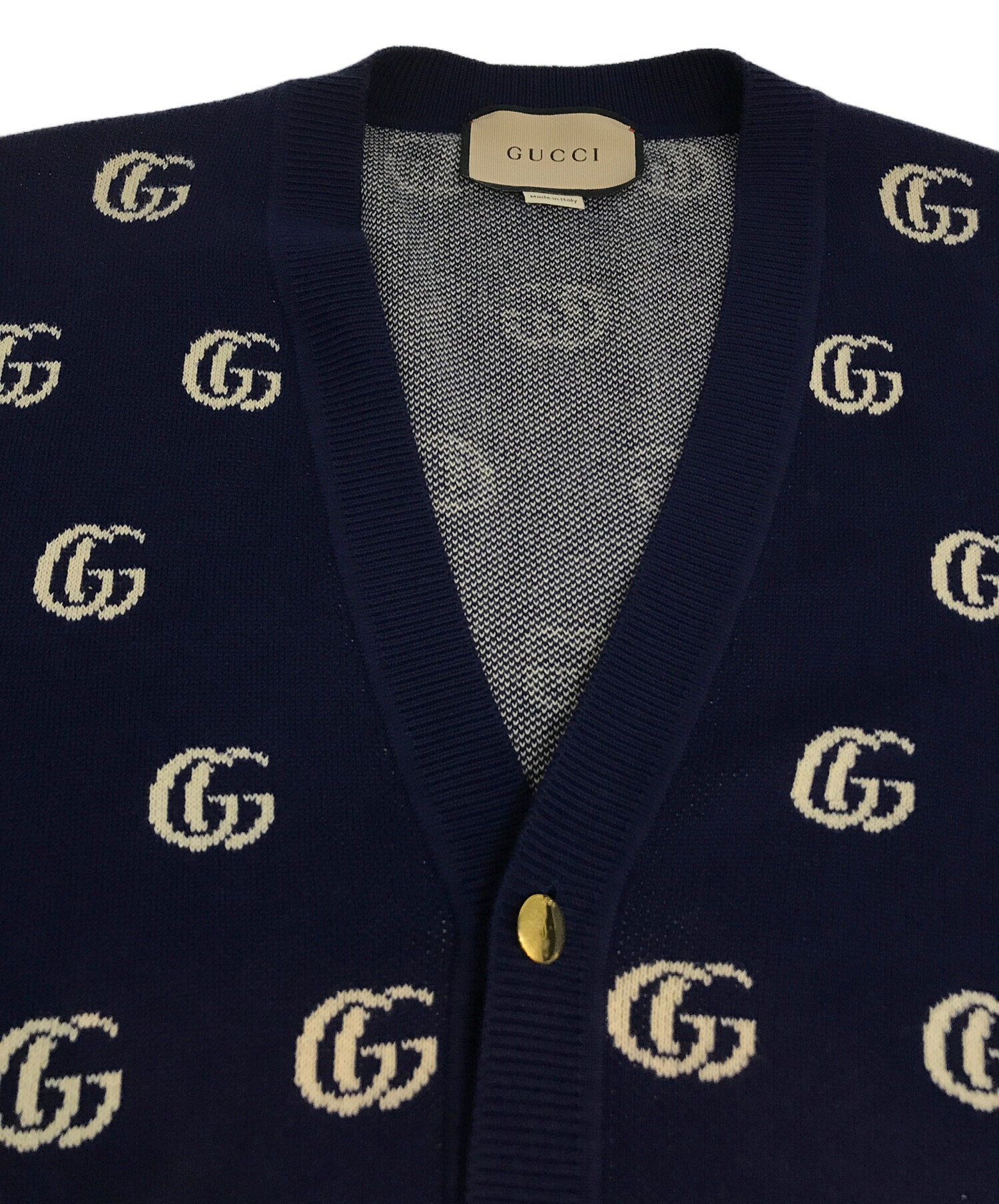 GUCCI カーディガン XS オーバーサイズ 中古・古着通販】GUCCI (グッチ) ショールカラーカーディガン ネイビー