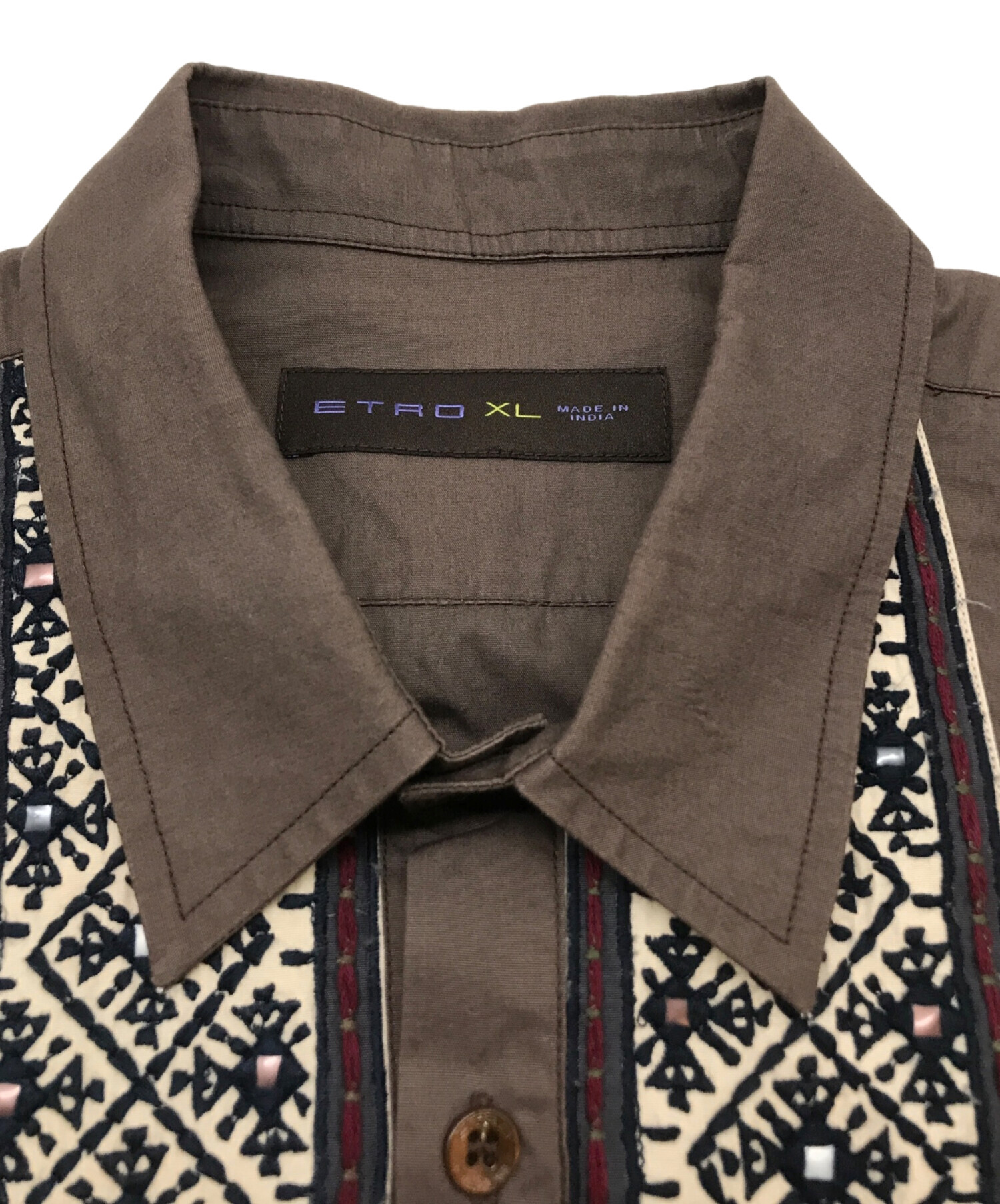 中古・古着通販】ETRO (エトロ) 刺繍シャツ 112-15607-9661 ブラウン