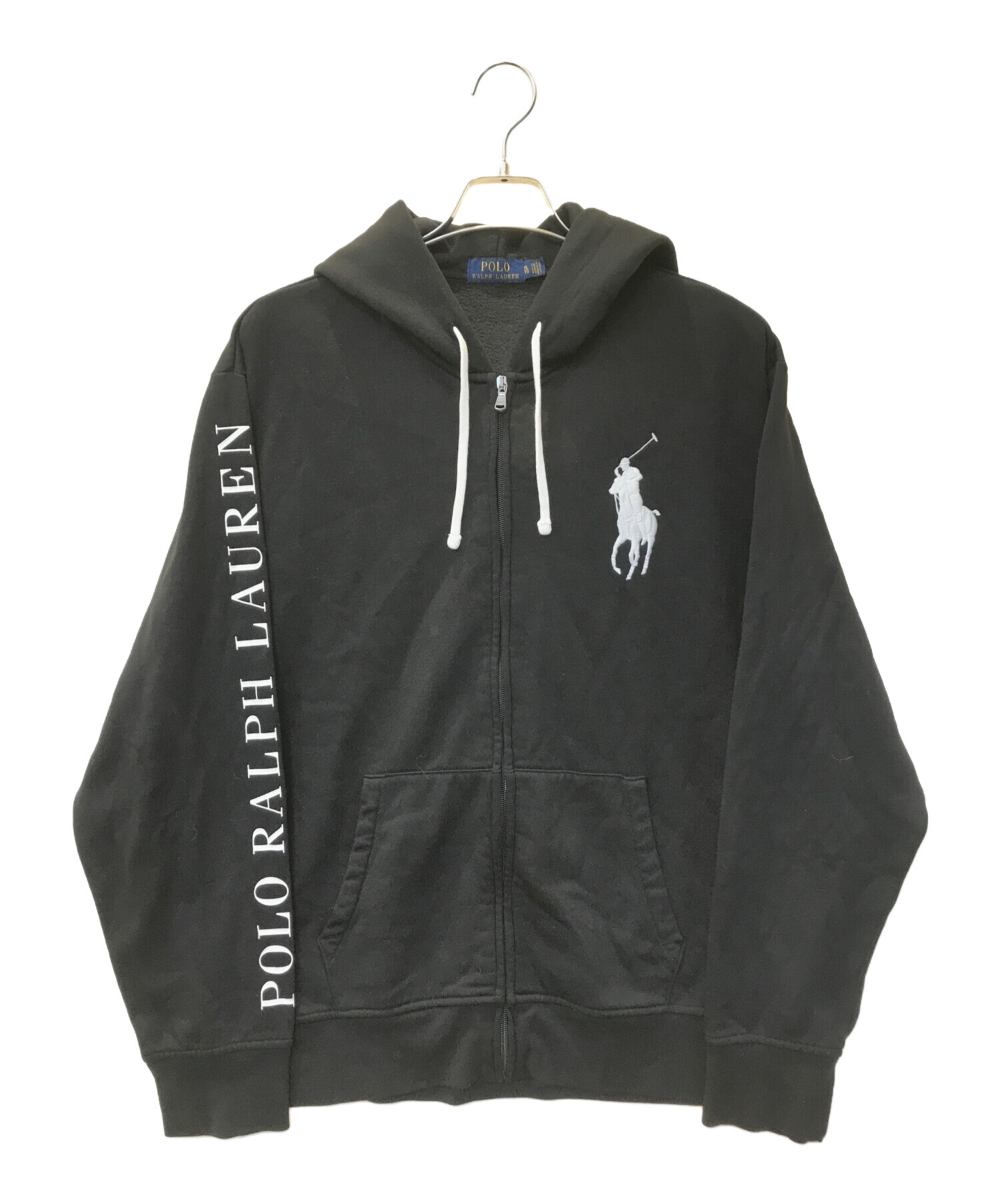 希少サイズ☆ポロラルフローレン 刺繍ロゴ フルジップ パーカー 3XL 黒 中古・古着通販】POLO RALPH LAUREN (ポロ・ラルフローレン) BIGポニー