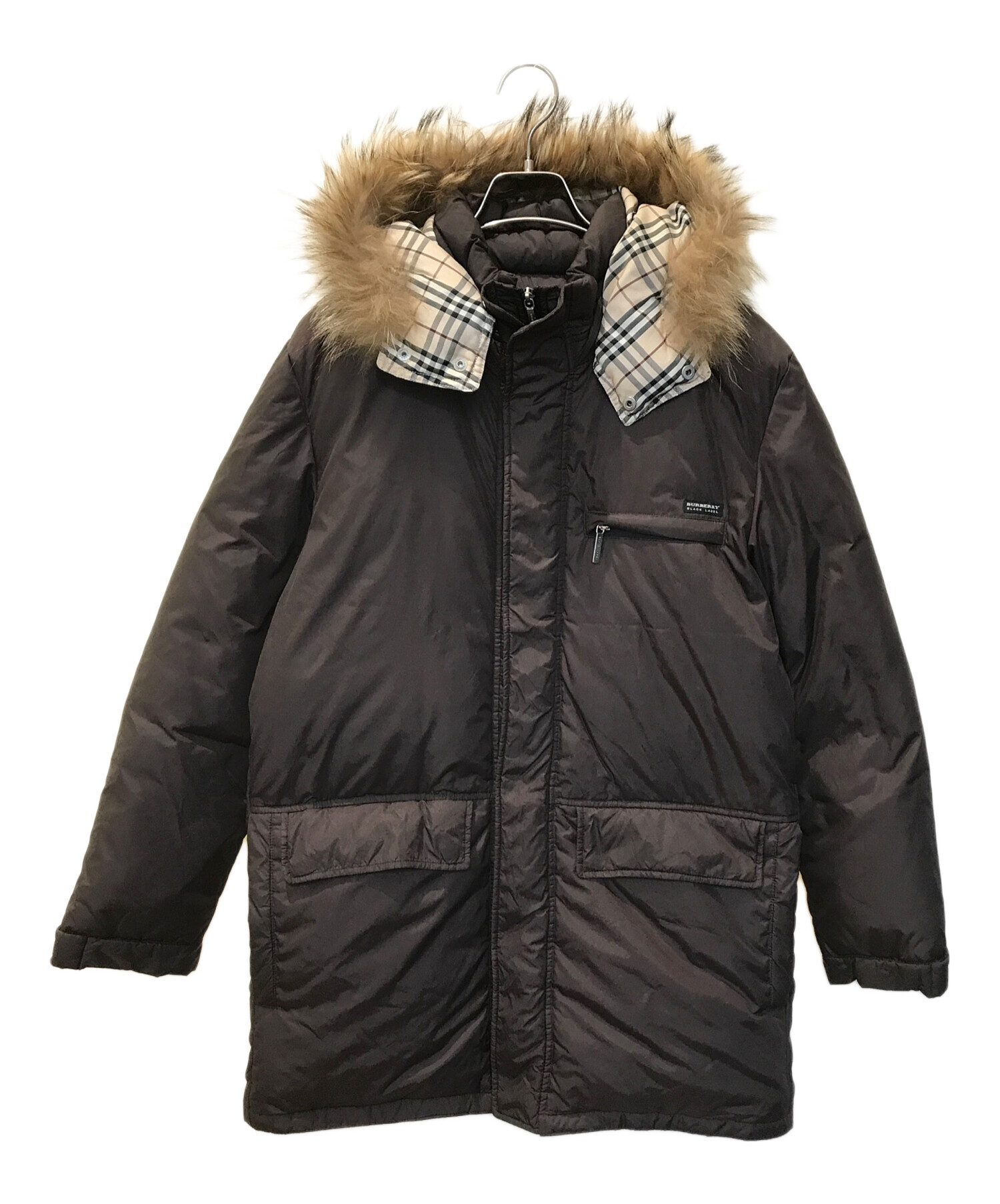 バーバリーファー付きダウン バーバリーロンドン ファー付きパープル