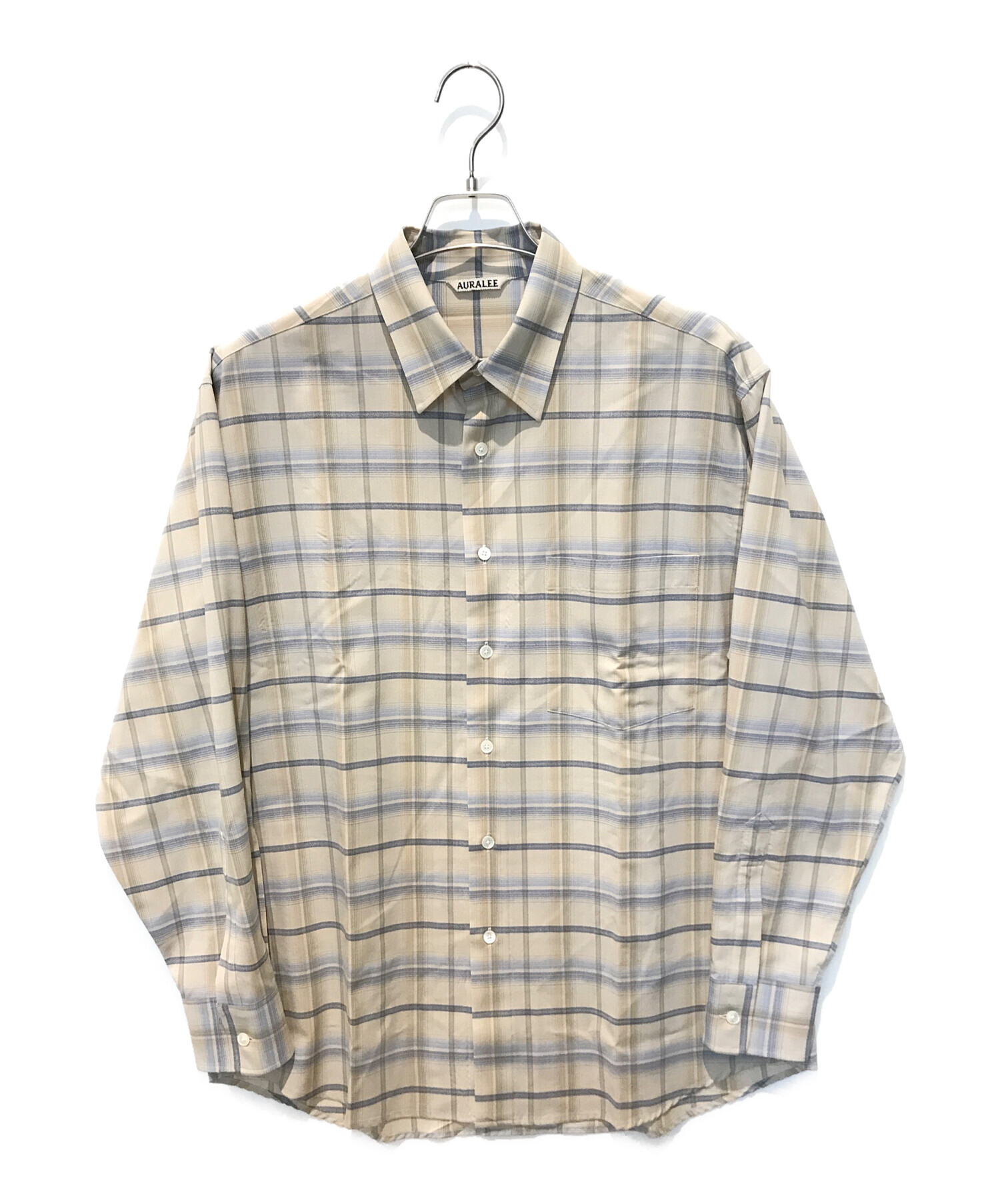 新品 19SS AURALEE オーラリー シャツ size3 FINX SILK STRIPE SHIRTS AURALEE (オーラリー) SUPER LIGHT WOOL CHECK SHIRT　A24SS01LC ベージュ サイズ:3