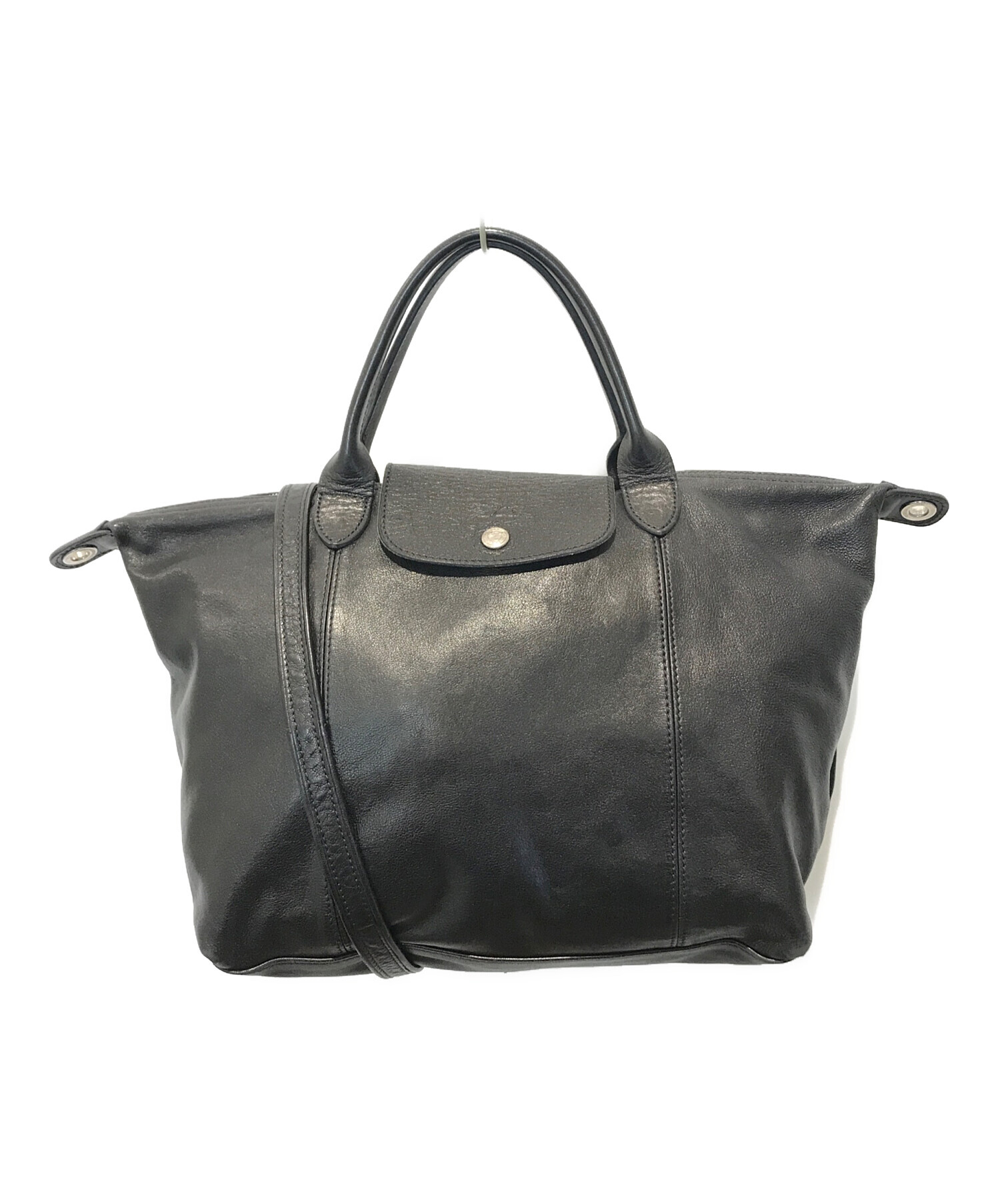 中古・古着通販】LONGCHAMP (ロンシャン) レザーバッグ ブラック