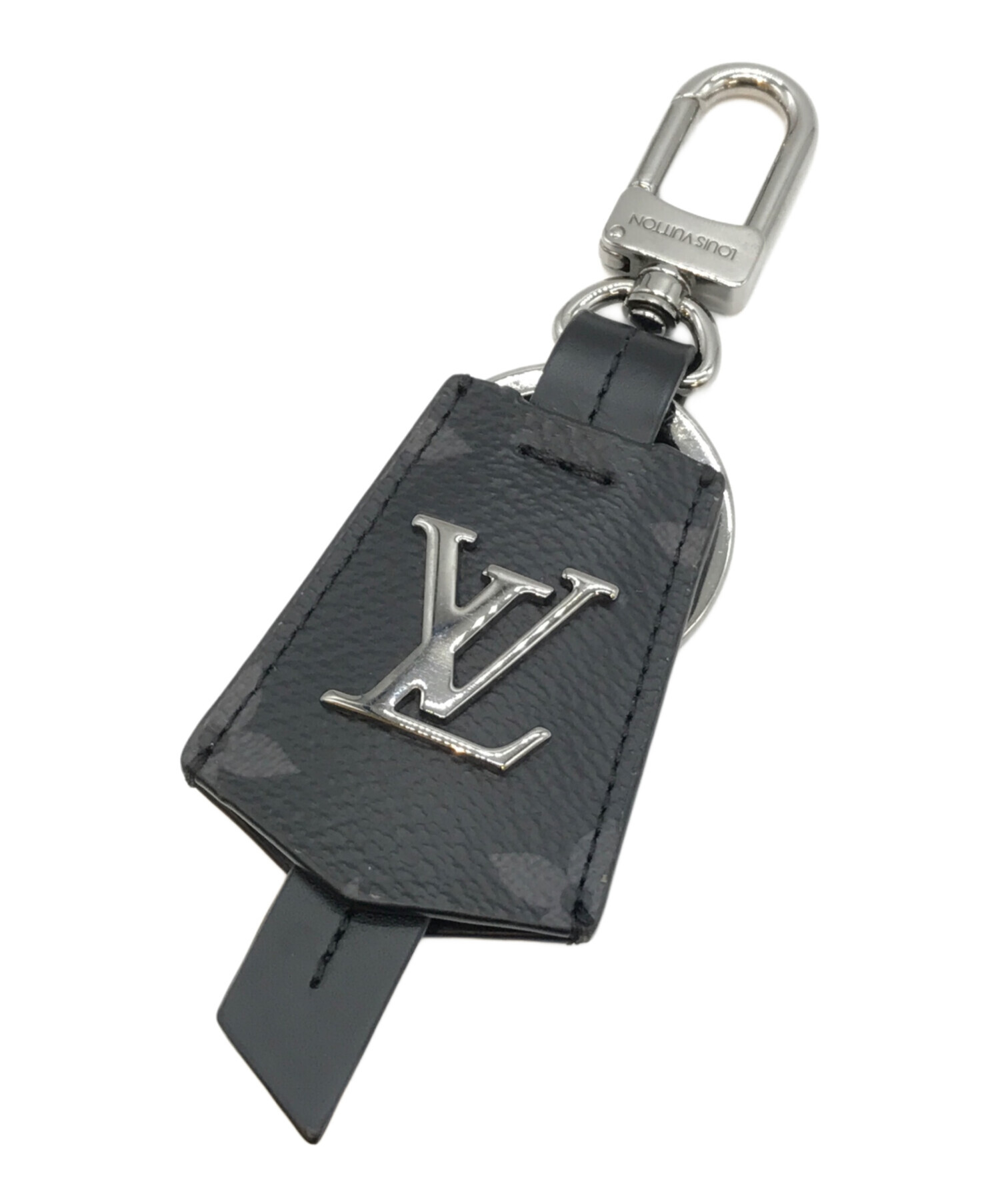 【新品未使用】LOUIS VUITTON ブラックレザー キーホルダー 、一部 ルイヴィトンLVクロッシュクレ 黒 レディース カーフ