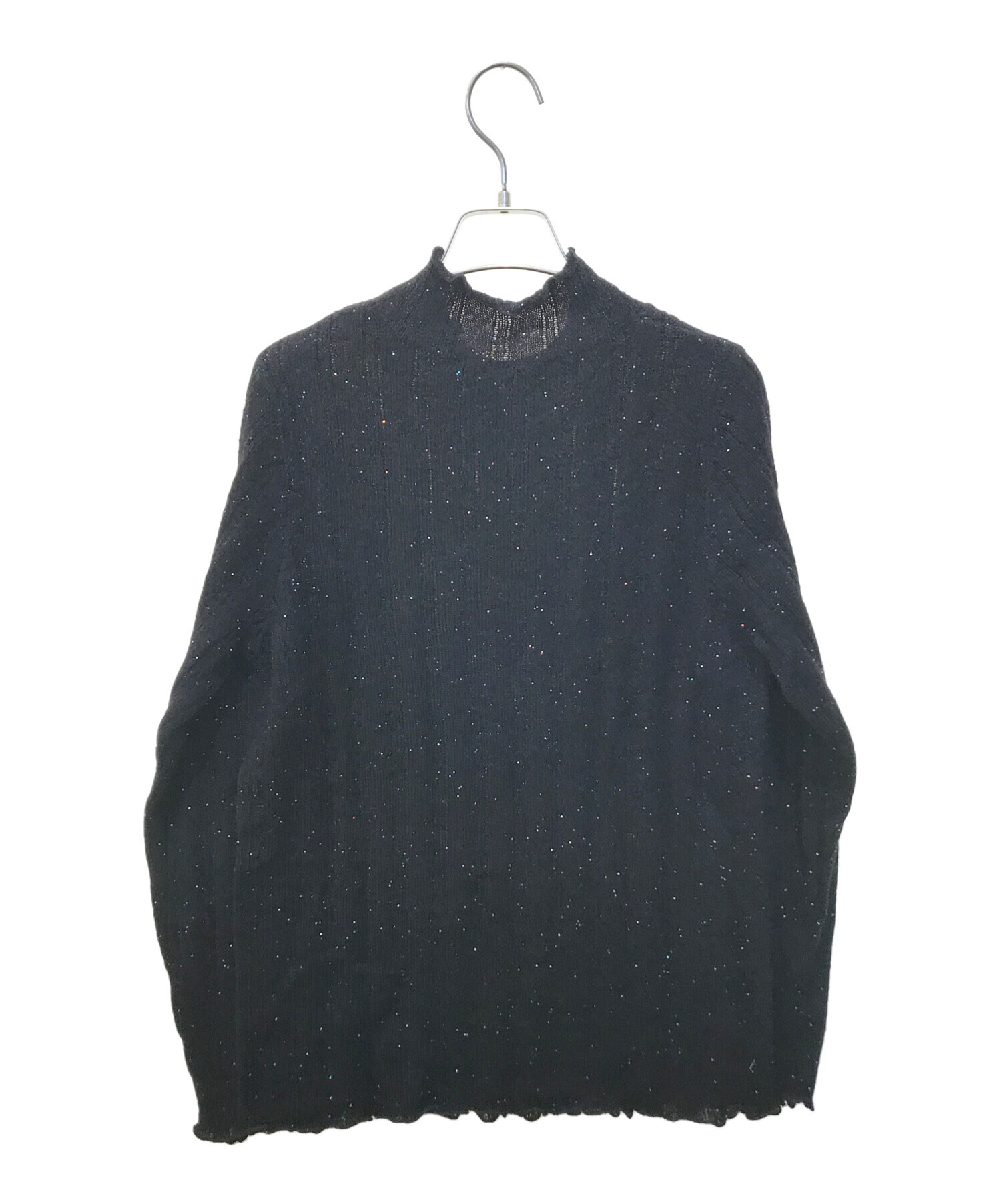 25年製ビアズリー後ろパールニットブラックニット黒BEARDSLEY 中古・古着通販】BEARDSLEY (ビアズリー) ラメプルオーバーニット