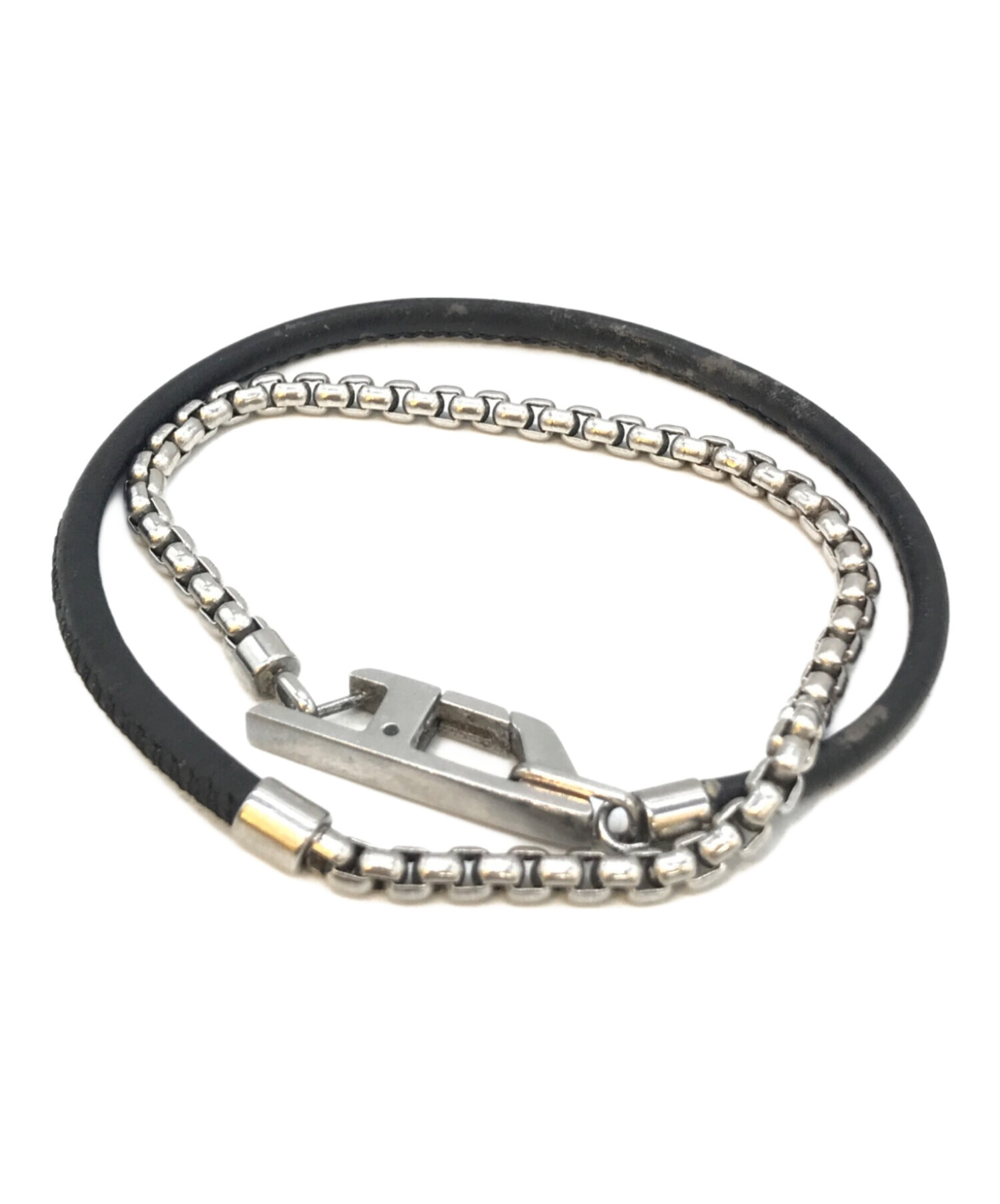 中古・古着通販】DIESEL (ディーゼル) ブレスレット ブラック×シルバー 