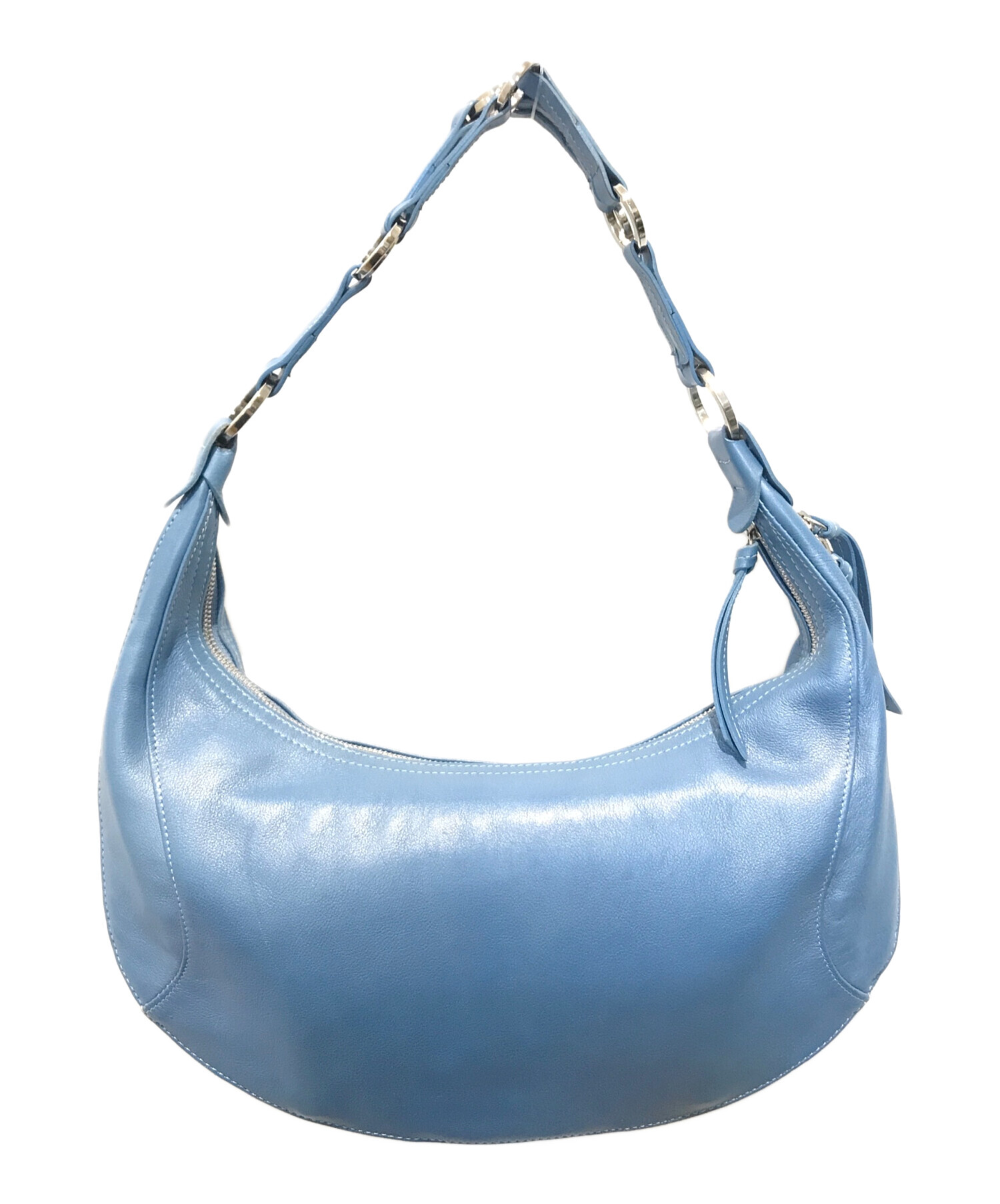 中古・古着通販】LONGCHAMP (ロンシャン) レザーバッグ ブルー 
