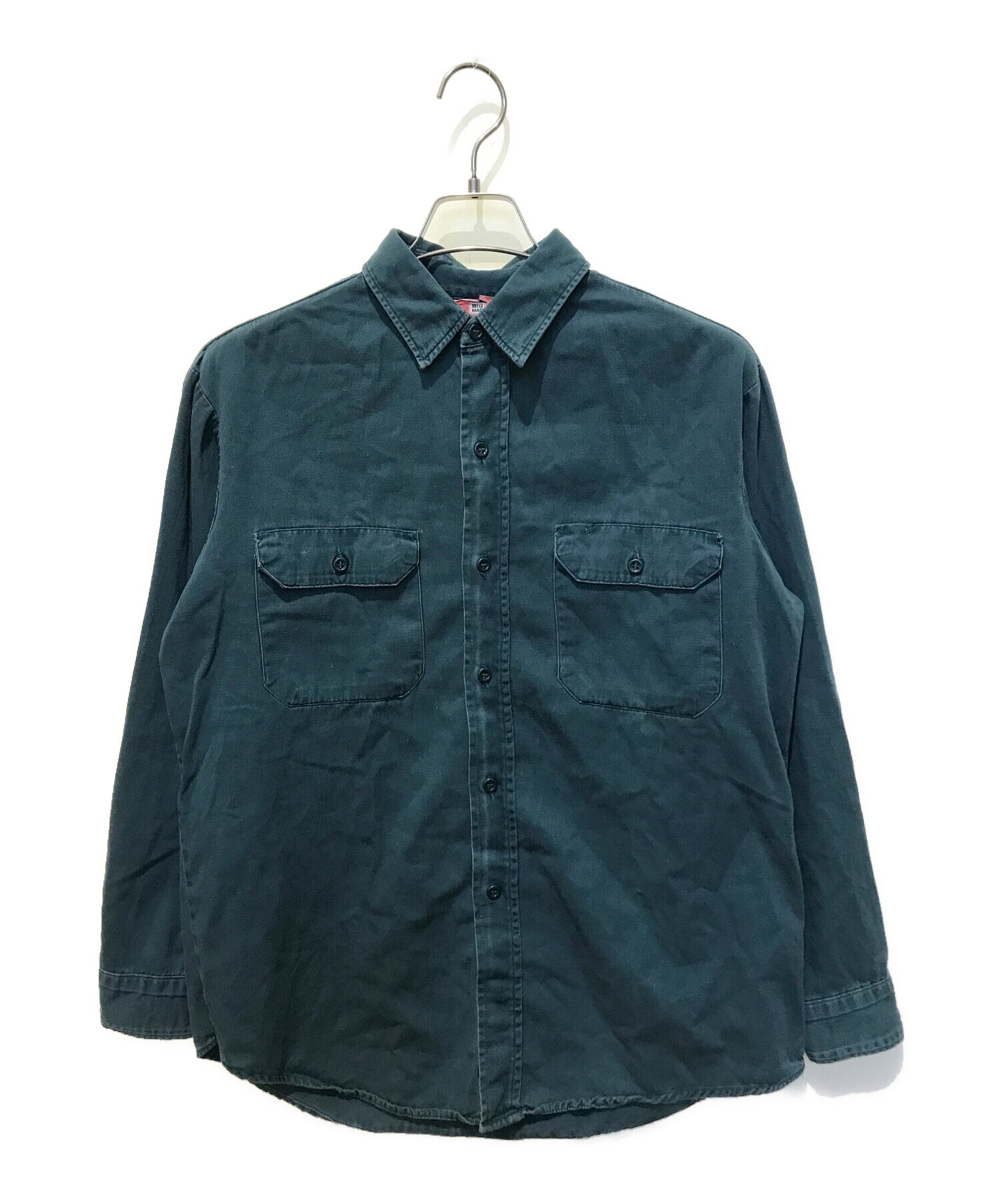 60s~ BIG MAC ビッグマック ネルシャツ 好配色 グリーン 単色タグ 70's 単色タグ BIG MAC 好配色チェック フランネルシャツ 表記(L