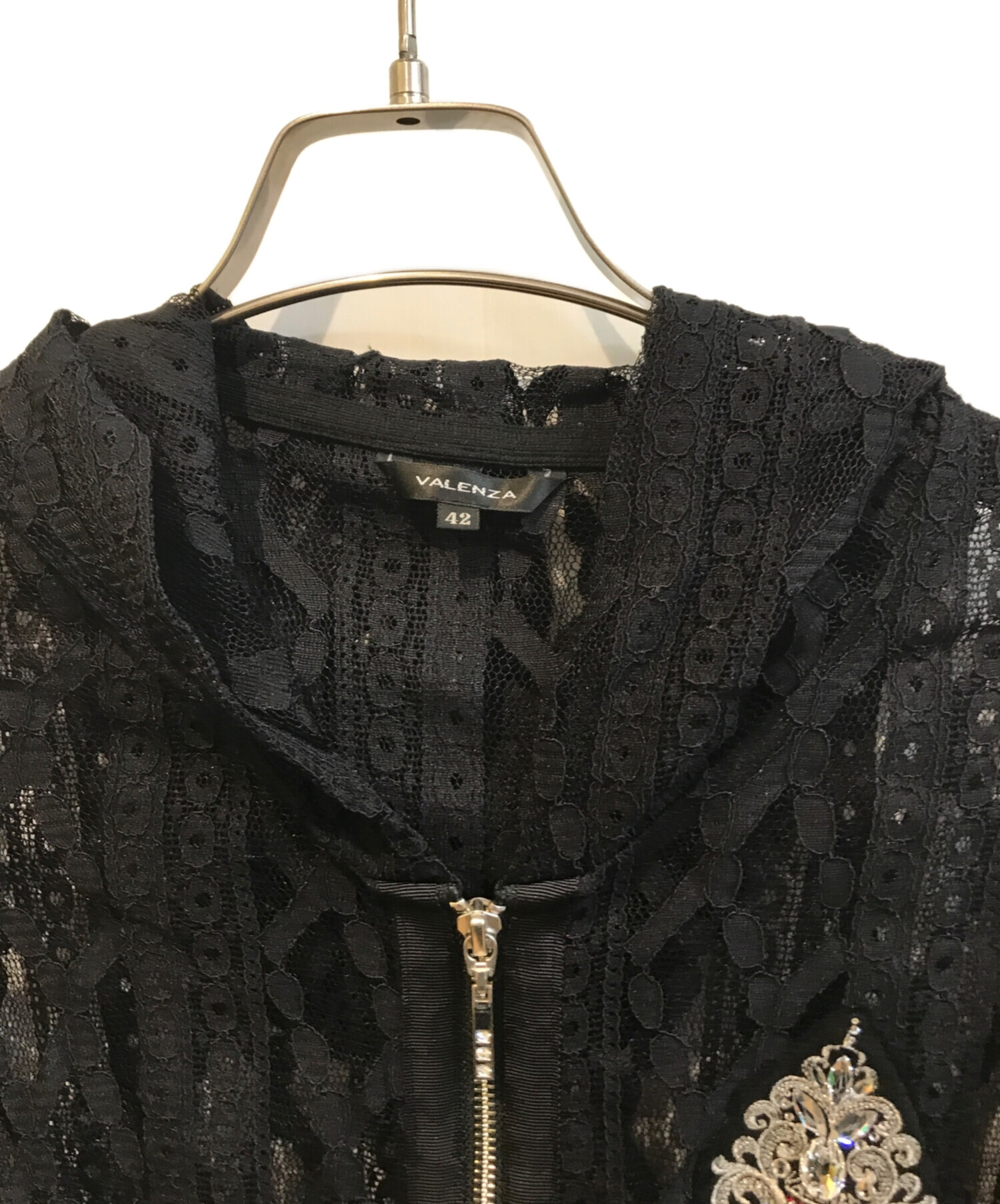 中古・古着通販】VALENZA (バレンザ) レースパーカー ブラック サイズ 
