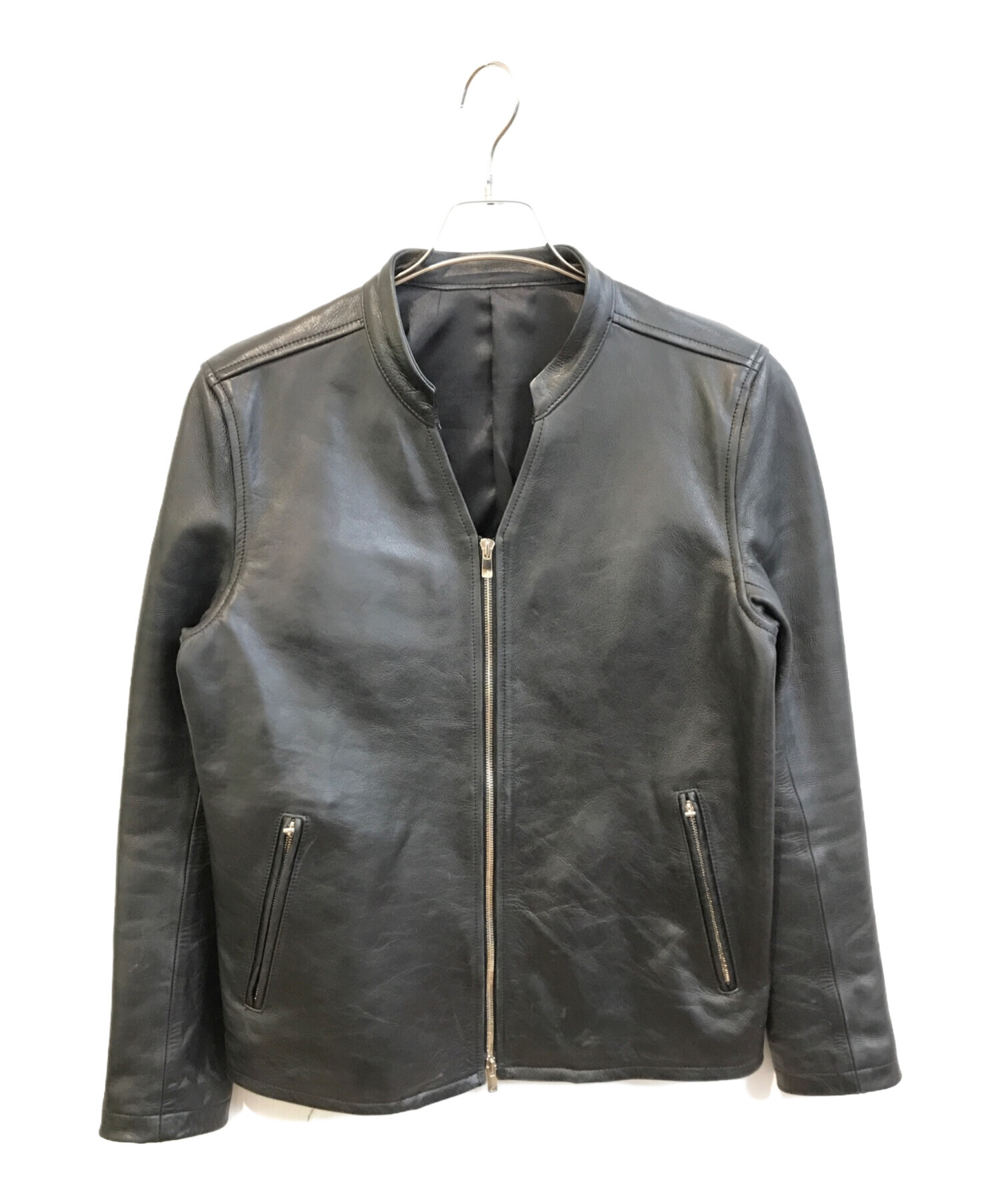 中古・古着通販】NO ID. (ノーアイディー) カウレザーVネックシングル