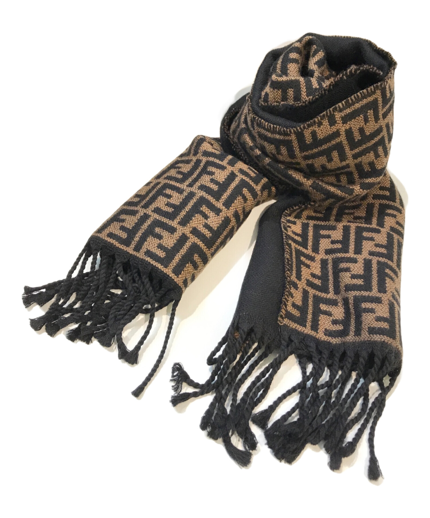 中古・古着通販】FENDI (フェンディ) FFロゴズッカ柄ウールマフラー