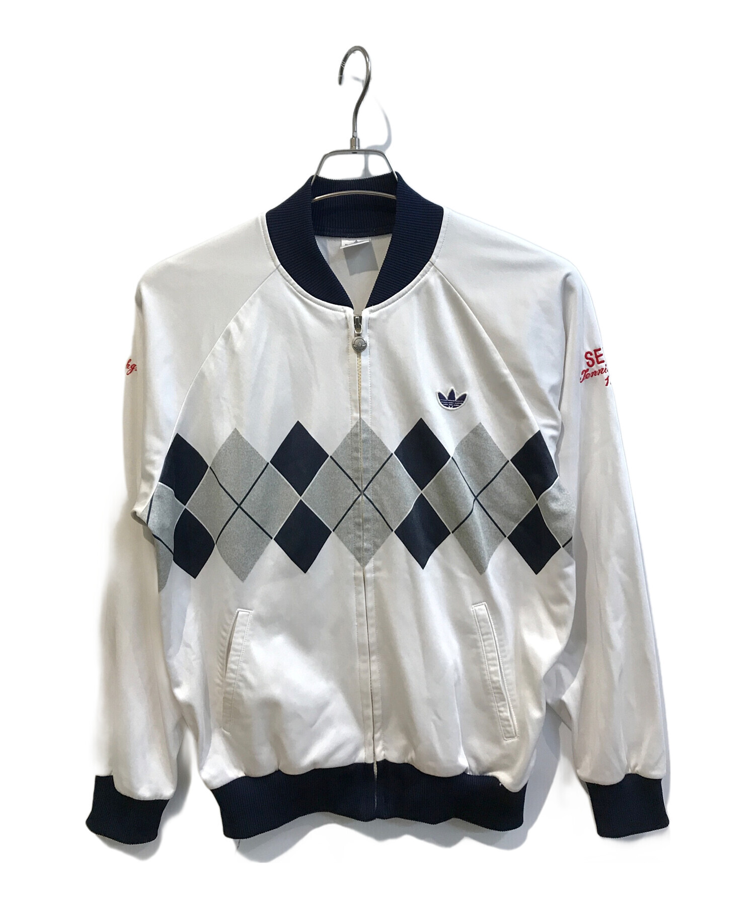 US古着 アディダス トラックジャケット トレフォイル ロゴ刺繍 ホワイト 中古・古着通販】adidas (アディダス) トラックジャケット ホワイト