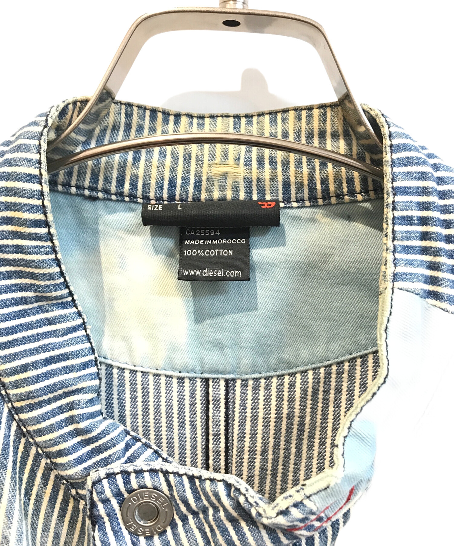 新品★タグ付き　DIESEL ヒッコリージャケット 中古・古着通販】DIESEL (ディーゼル) ヒッコリーライダースジャケット