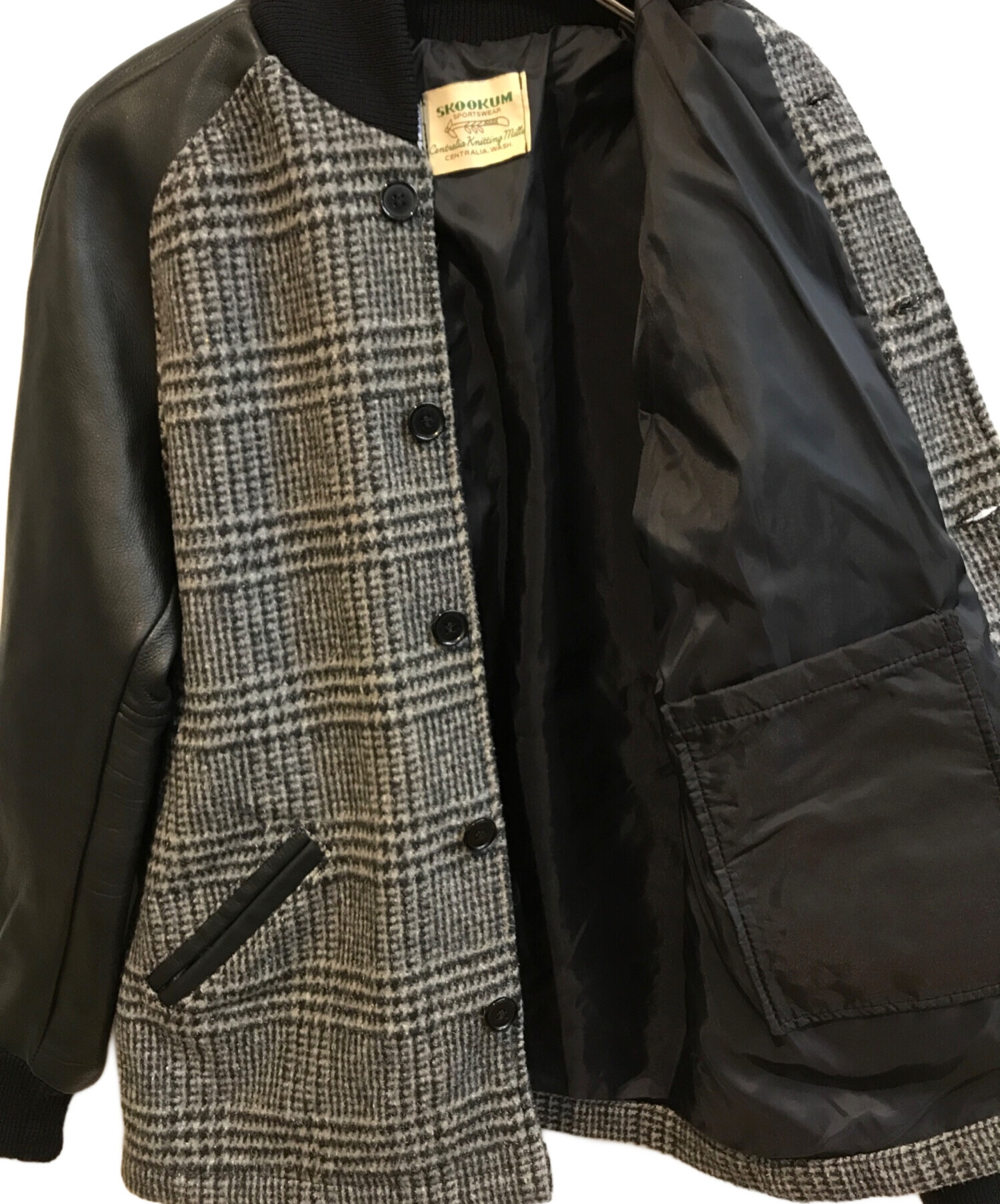中古・古着通販】SKOOKUM (スクーカム) レザー切替スタジャン グレー 